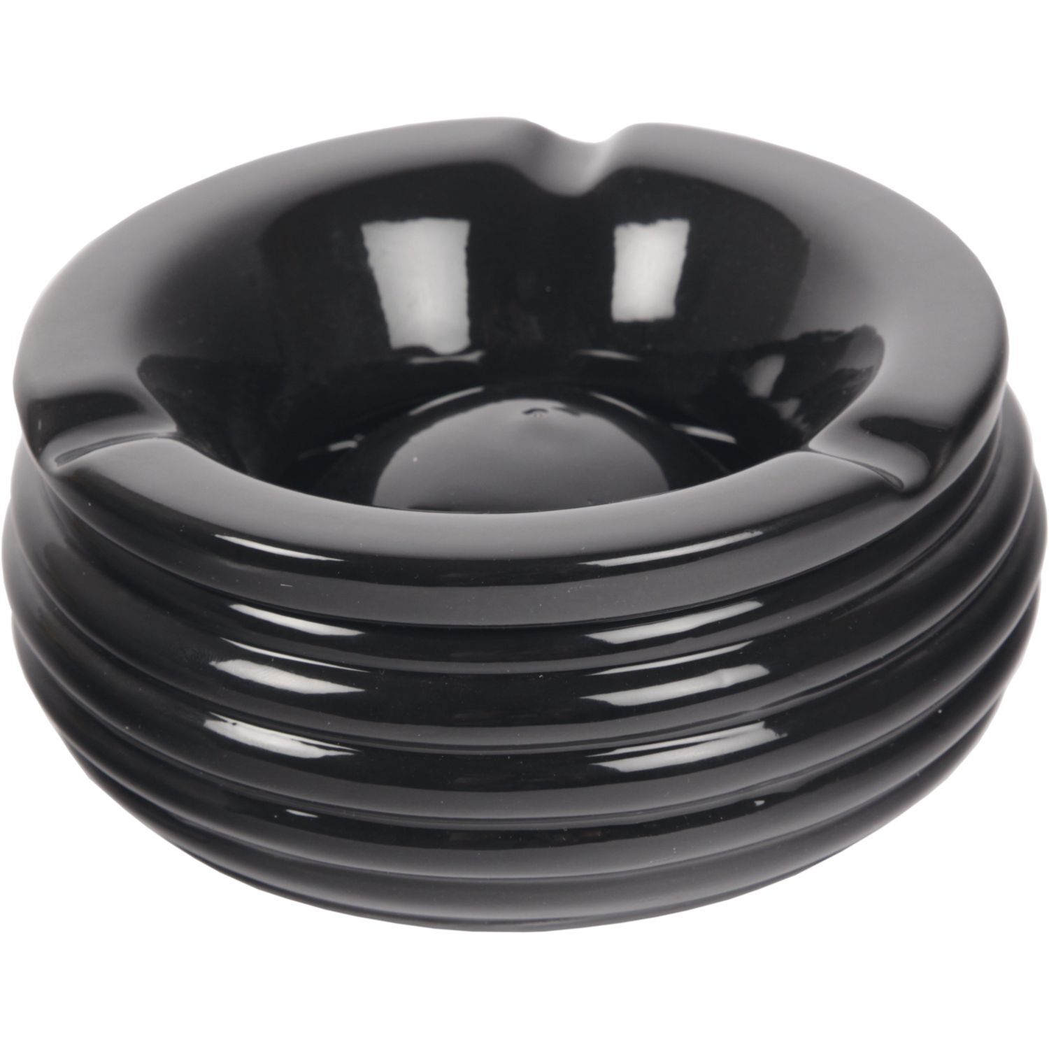 Windascher Steingut, ø: 150 mm, schwarz, gerillt