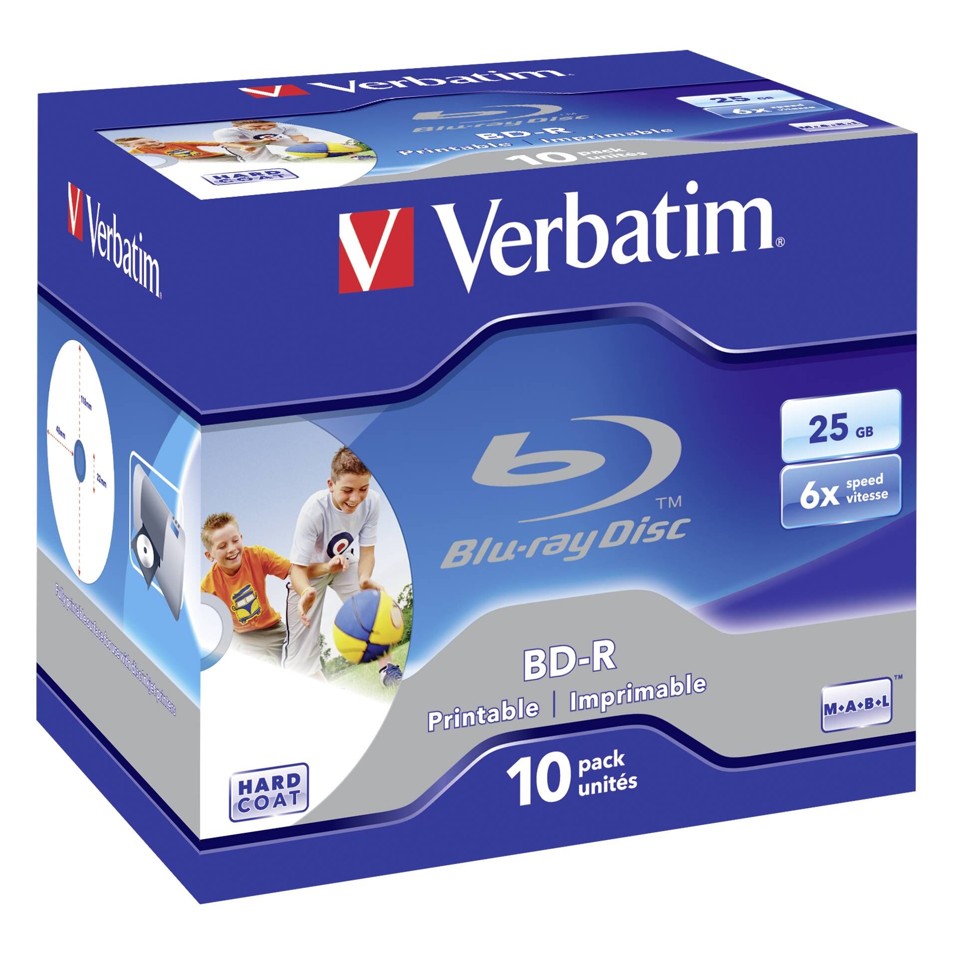Verbatim - 10 x BD-R - 25 GB 6x - bedruckbare Oberfläche - Jewel Case (Schachtel)