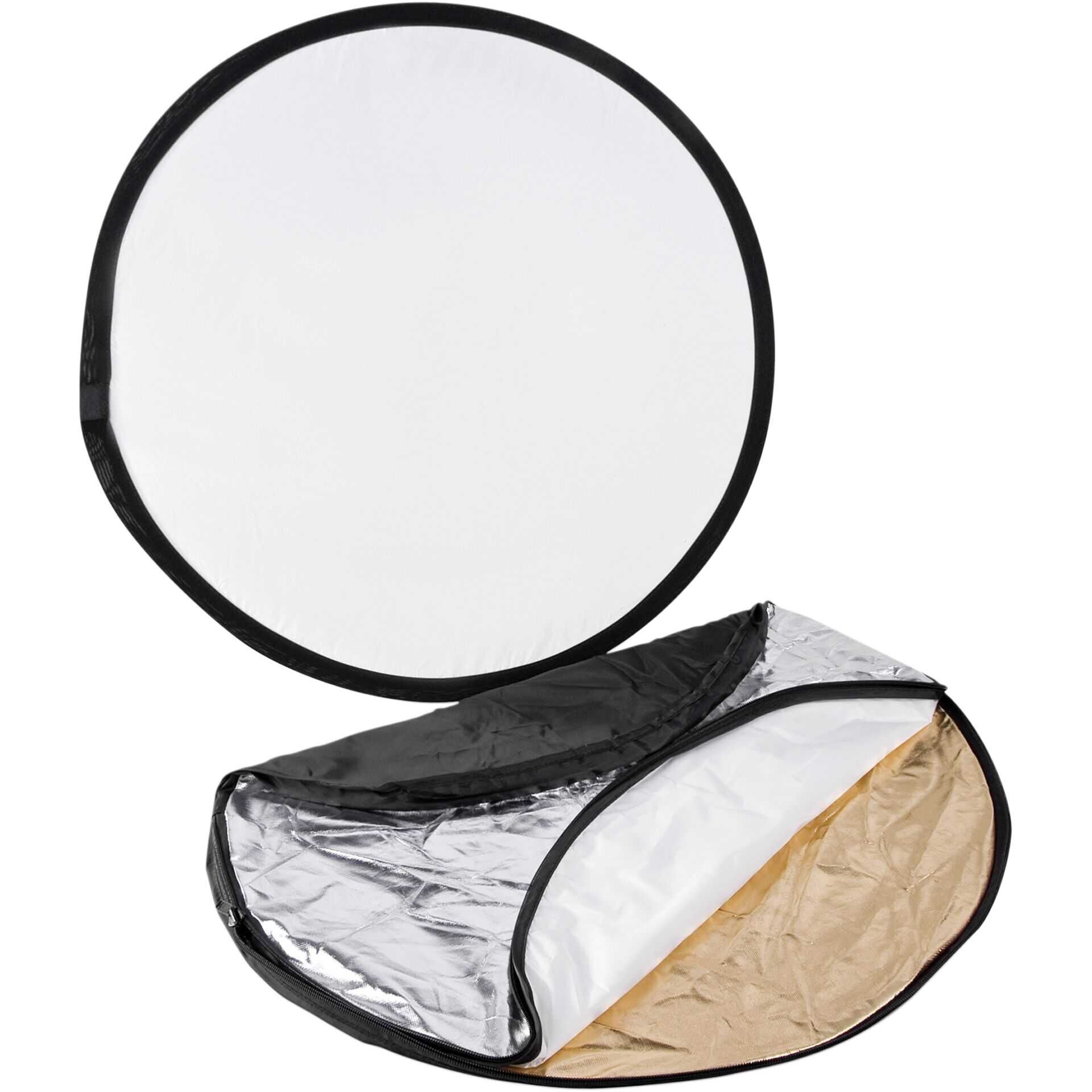 mantona Foldable Reflector 5 in 1 - Faltbarer Reflektor - Black/Gold/Silver/Translucent/White - Ø108 cm