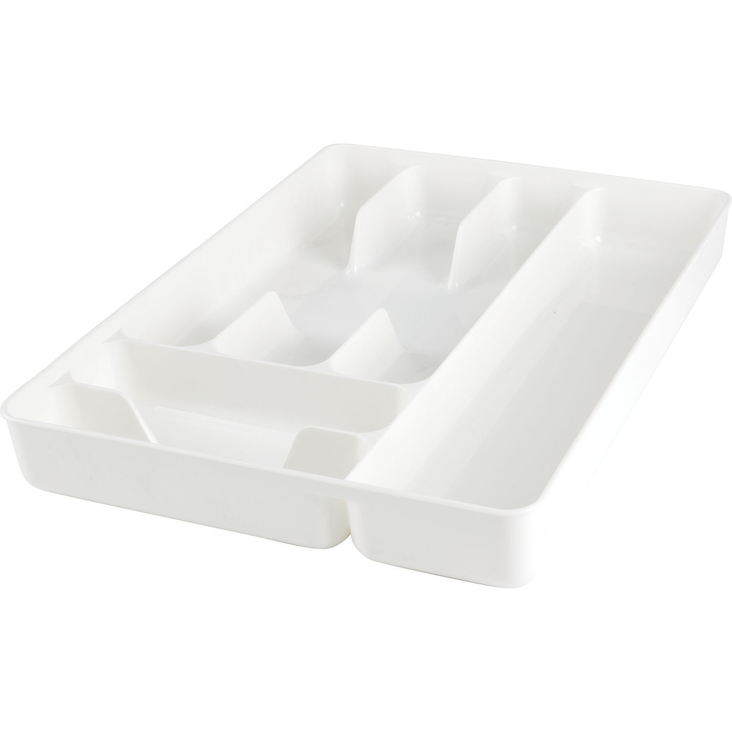 Bestecklade weiß, 6 Fächer, Höhe: 40 mm, Länge: 335 mm, Breite: 245 mm