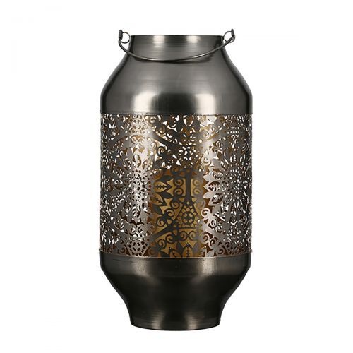 Casablanca Leuchter Laterne Amira Metall Höhe 41cm innen goldfarbig aussen antik braun mit Henken