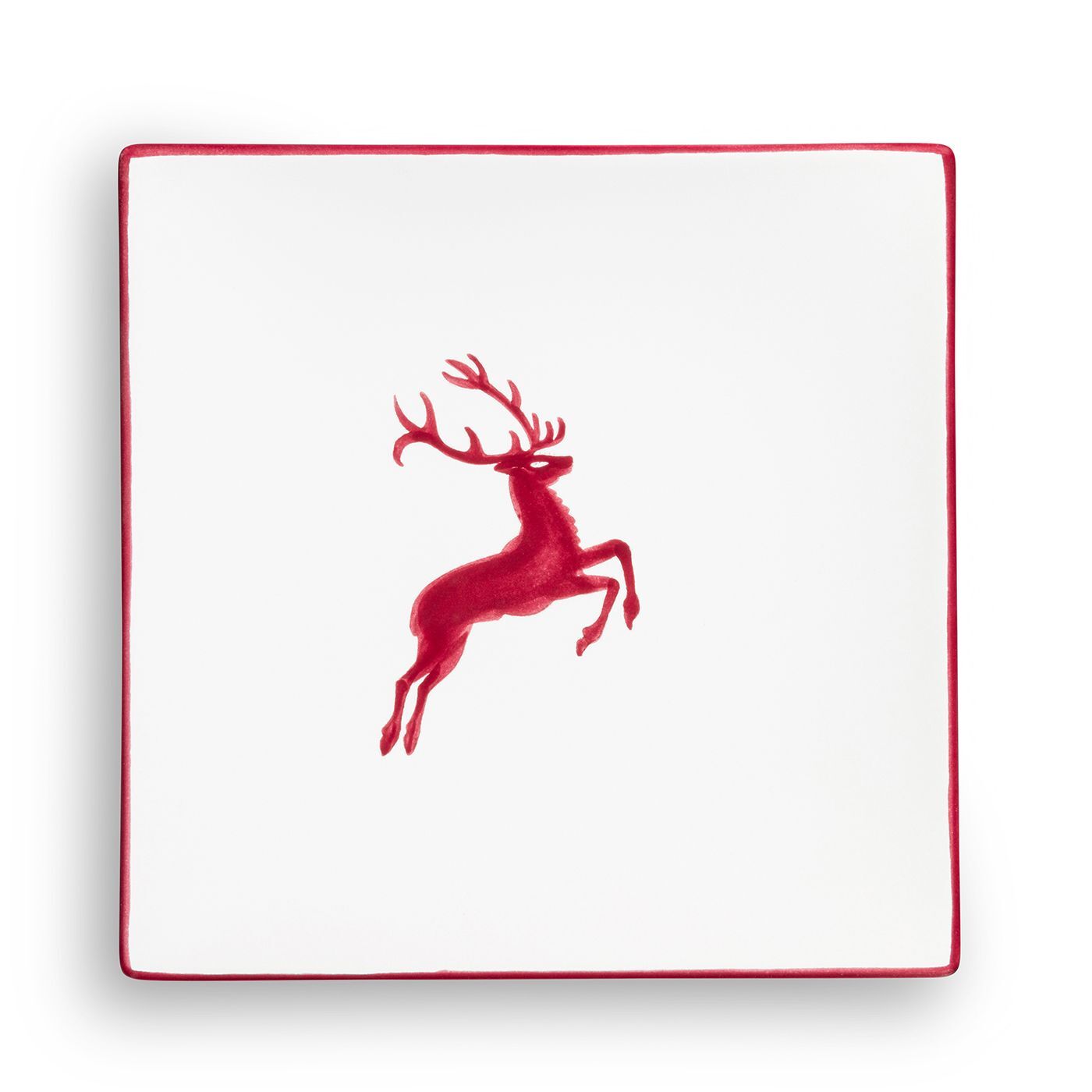Gmundner Keramik Bordeauxr. Hirsch, Dessertteller Trend (20x20cm)