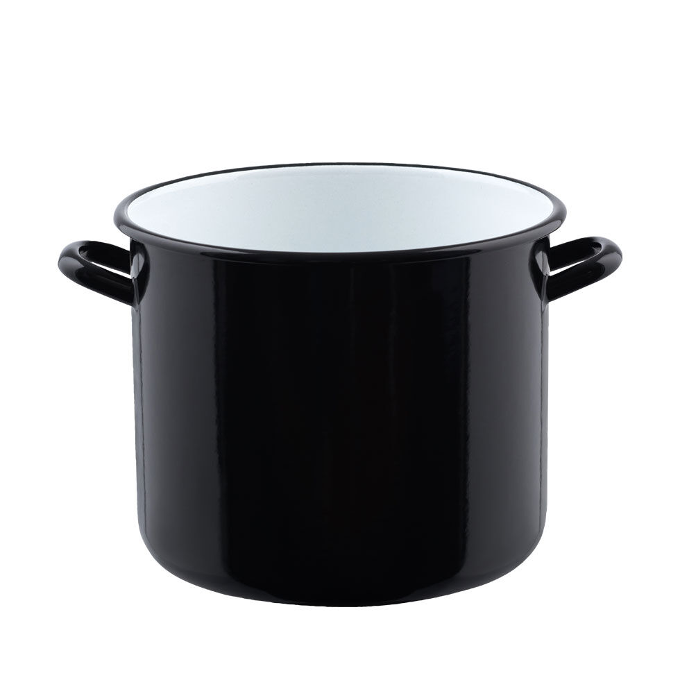 Riess Classic Riesen Topf mit Bördel Ø20cm, 4 Liter Emaille schwarz ohne Deckel