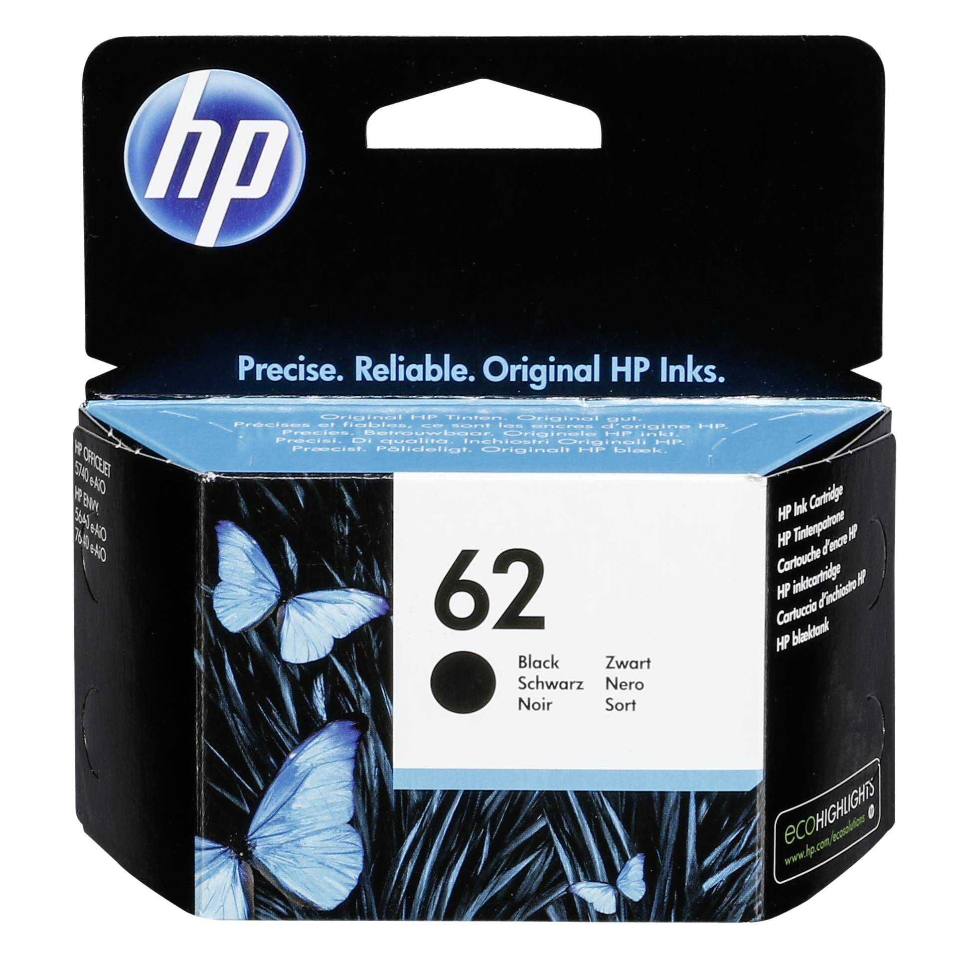 HP 62 - Schwarz - original - Tintenpatrone - für Envy 55XX, 56XX, 76XX; Officejet 250, 57XX, 8040