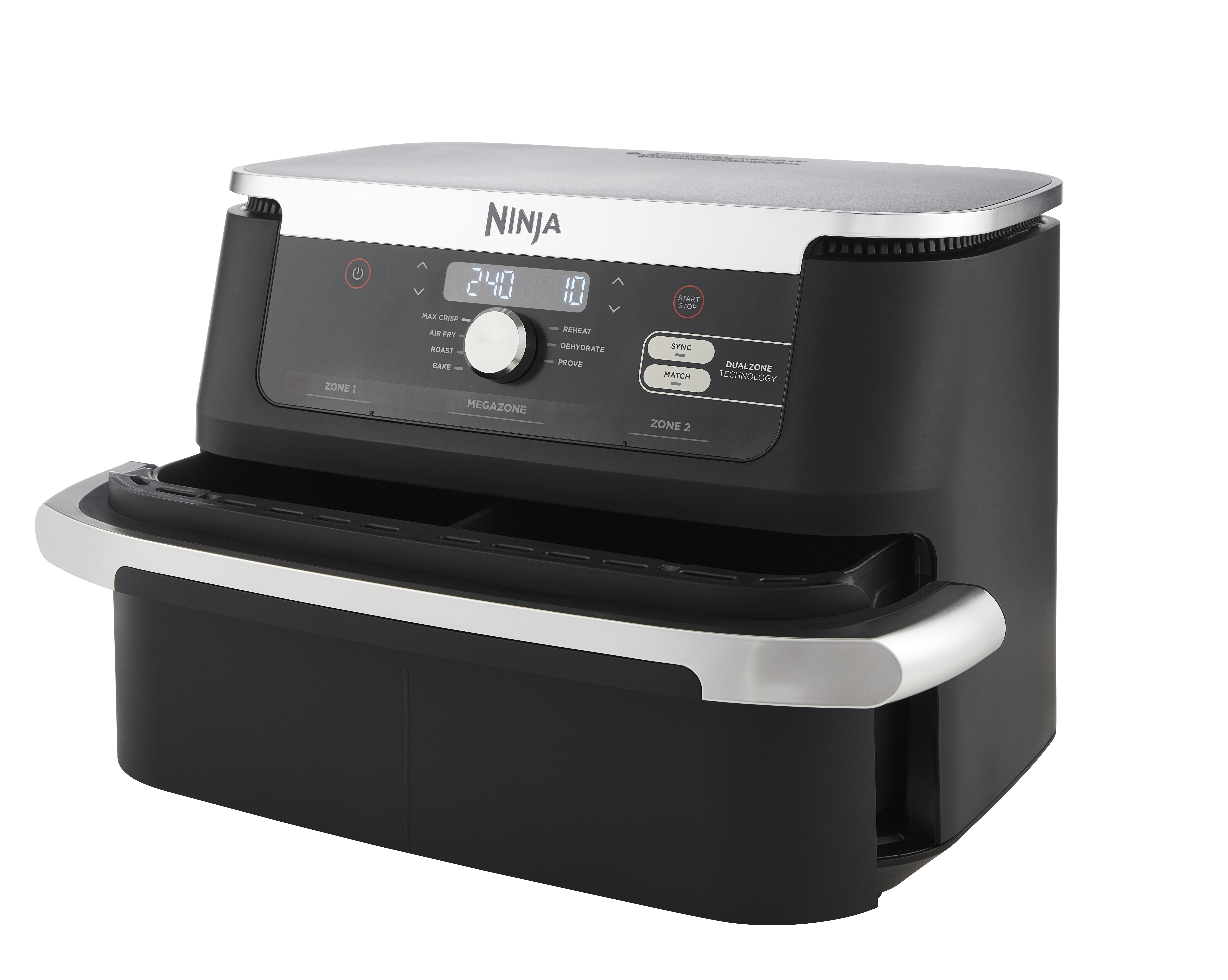 Ninja AF500EU Fritteuse Doppel 10,4 l Eigenständig 2470 W Heißluftfritteuse Schwarz, Edelstahl