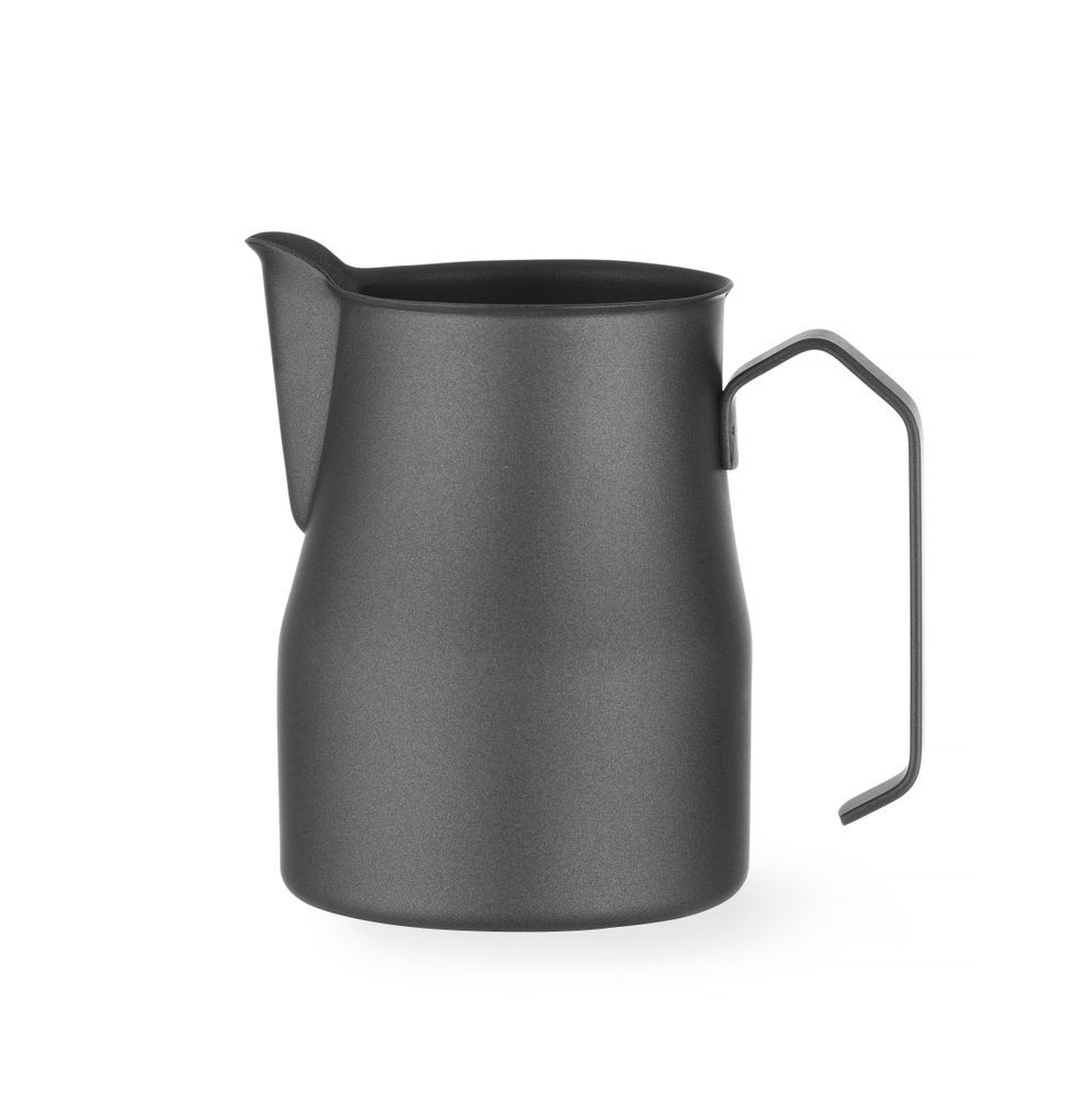HENDI Milchkännchen mit V-förmigem Ausguss, mattschwarz, 0,7L, Schwarz, ⌀84x(H)130mm