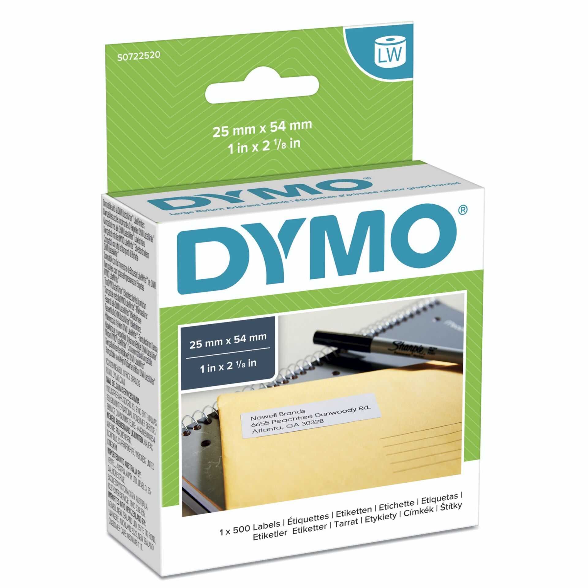 DYMO LabelWriter Address - Weiß - 54 x 25 mm 500 Etikett(en) (1 Rolle(n) x 500) Adressetiketten - für DYMO LabelWriter 310, 315, 320, 330, 400, 450, 4XL, SE450, Wireless