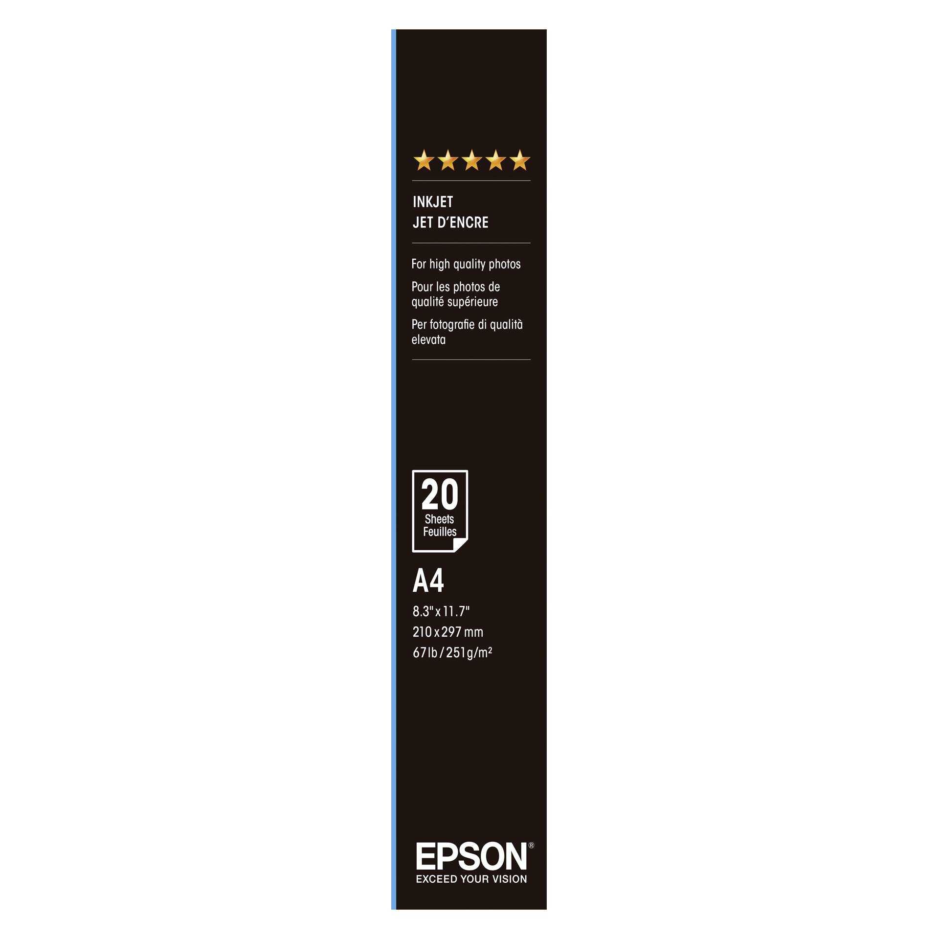 Epson Premium Semigloss Photo Paper - Halbglänzend - A4 (210 x 297 mm) 20 Blatt Fotopapier - für EcoTank ET-2750, 2751, 2756, 2850, 2851, 2856, 4750, 4850; Expression Home HD XP-15000