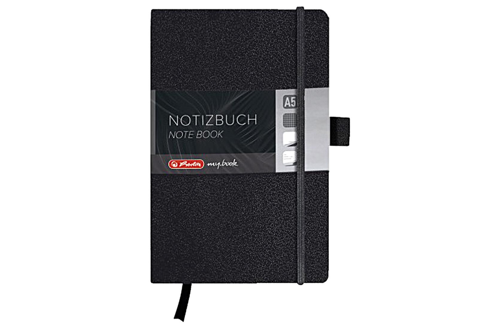HERLITZ Notizbuch my.book Classic A6 96 Blatt kariert schwarz