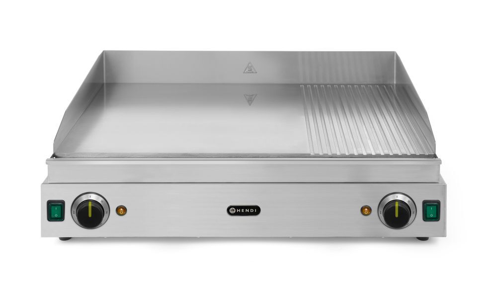 HENDI Grillplatte, Profi Line, 2/3 glatt, 1/3 gerillt, 230V/3500W, 720x550x(H)245mm