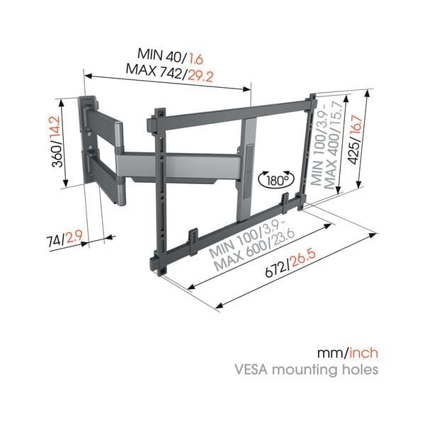 Vogel's Elite TVM5845 20° neig- & 180° schwenkb. TV-Wandhalter 55-100" (140-254 cm)