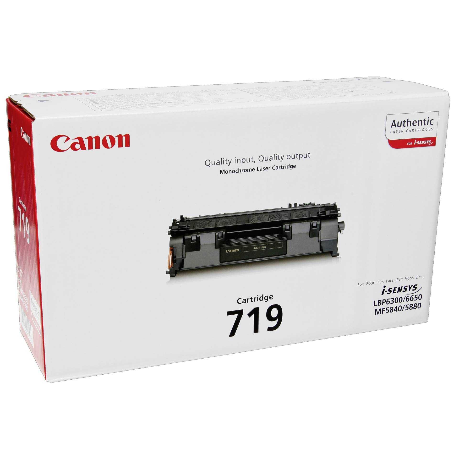 Canon 719 - Schwarz - Original - Tonerpatrone - für i-SENSYS LBP251, LBP252, LBP253, LBP6310, MF411, MF416, MF418, MF419, MF6140, MF6180