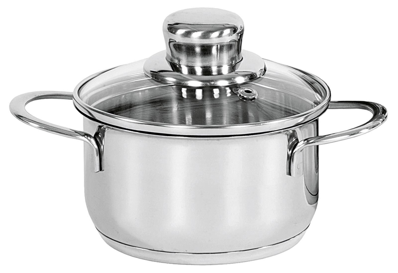 KARL KRÜGER Bratentopf Saturn mit Glasdeckel 0,5  Liter Ø12cm Edelstahl