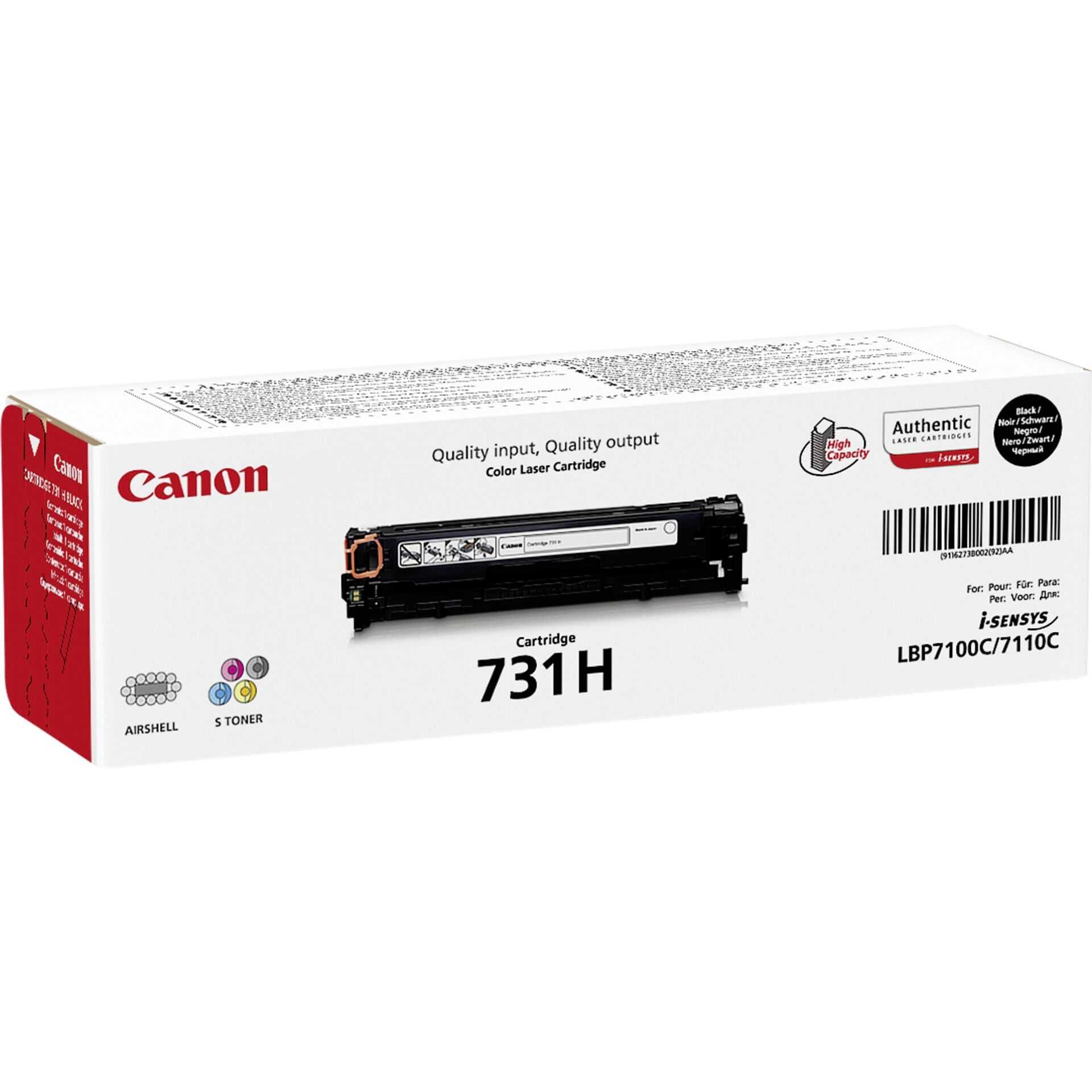 Canon 731 BK H - Mit hoher Kapazität - Schwarz - original - Tonerpatrone - für i-SENSYS LBP7100Cn, LBP7110Cw, MF623Cn, MF628Cw, MF8230Cn, MF8280Cw