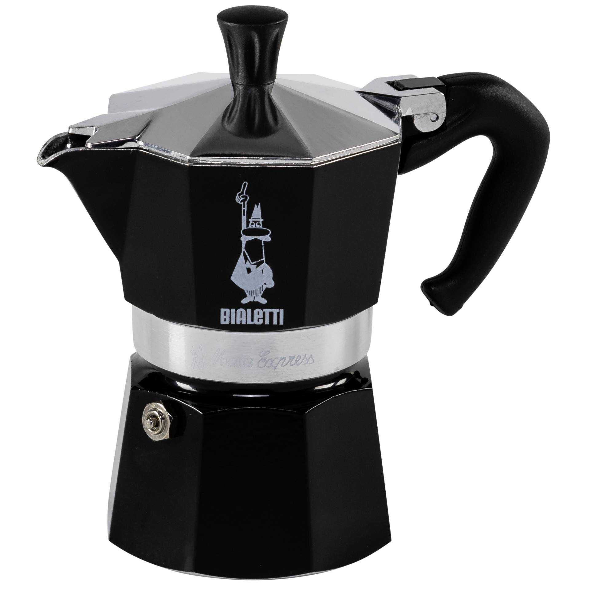 BIALETTI Espressokocher Moka Express Color 3 Tassen schwarz