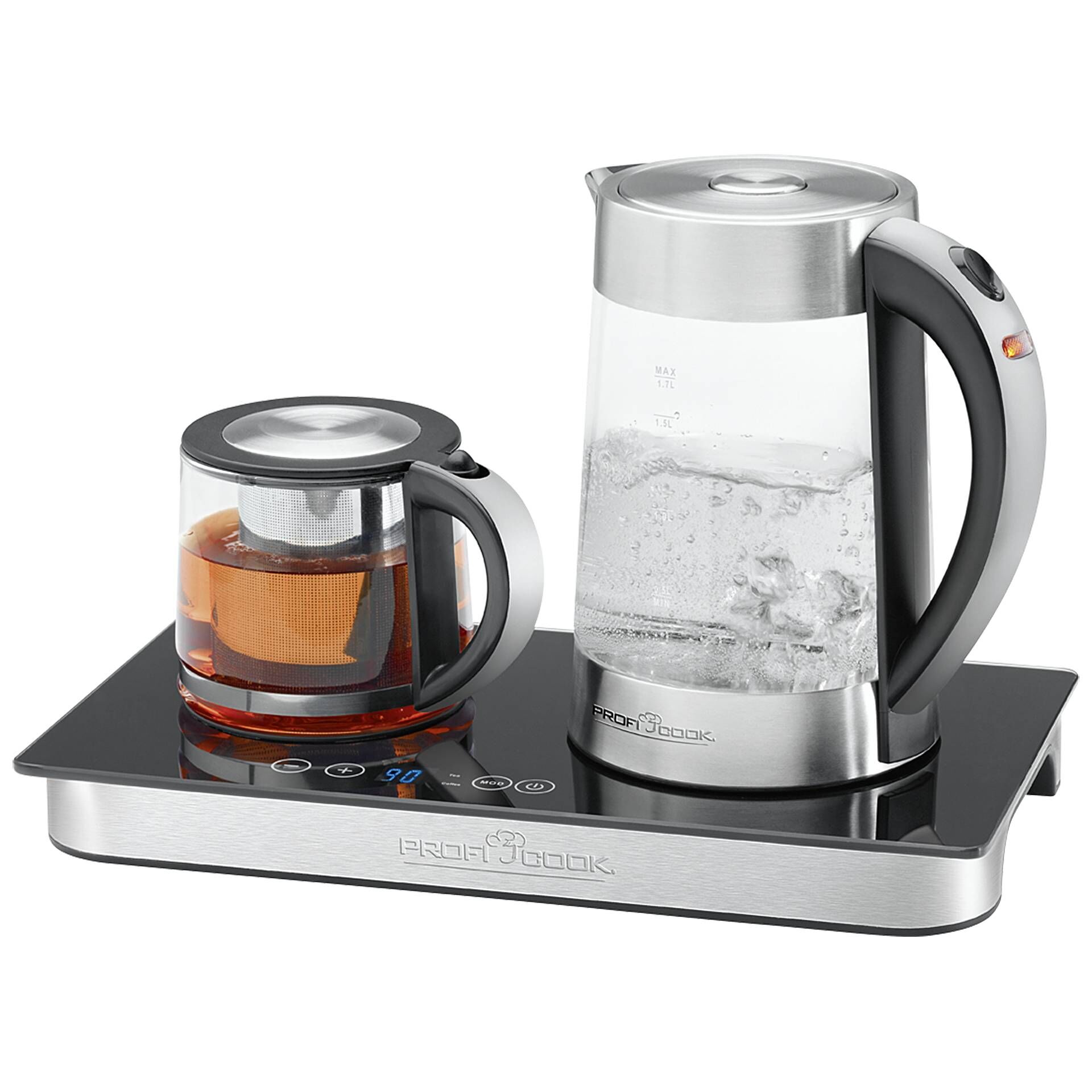 ProfiCook PC-TKS 1056 - Tee-/Kaffeemaschine/Wasserkocher - 1.7 Liter - 2250 W - rostfreier Stahl/Glas