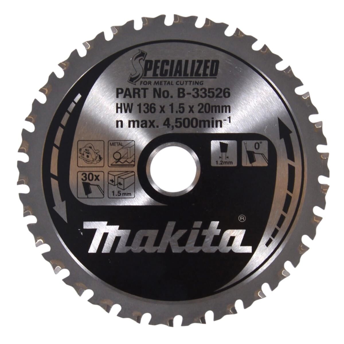 Makita HM-Kreissägeblatt, Spezial, TCT TCT • 136 mm x 20 mm • 30 Zähne • Metall