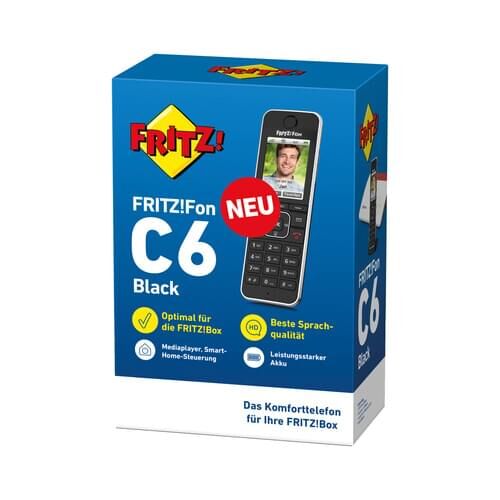 AVM FRITZ!FON C6 Black Edition Schnurloser VoIP-Anrufbeantworter, Babyfon, Freisprechen