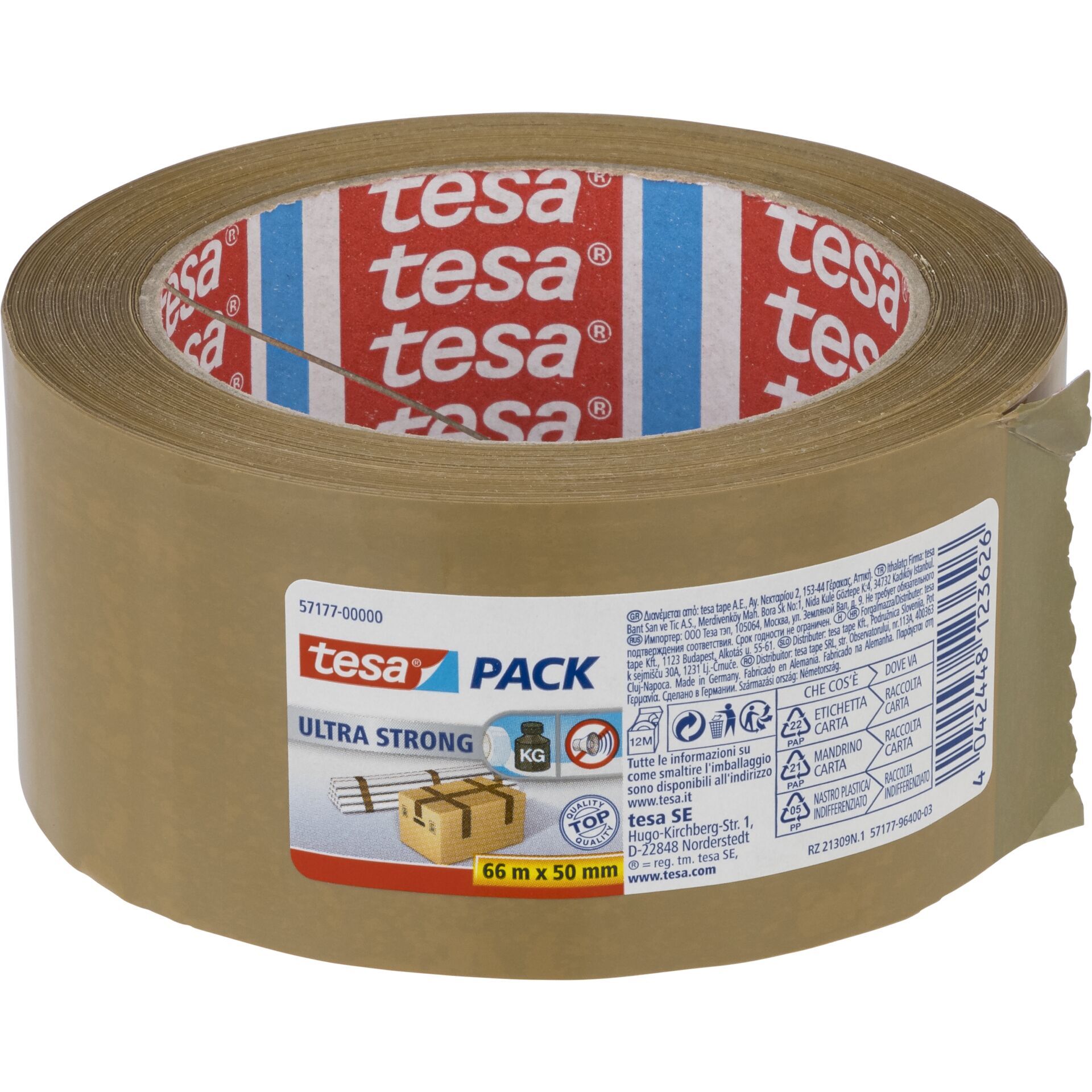 Tesa Packband 66m x 50mm Ultra strong braun 57177