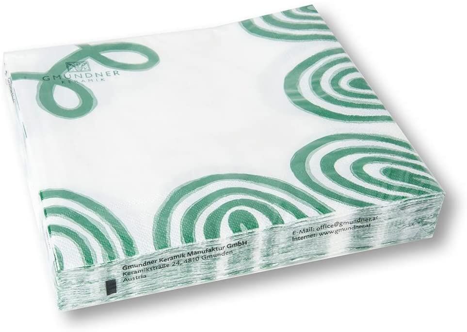 Gmundner Keramik Grüngeflammt  Servietten 3-lagig/20Stk  33x33cm