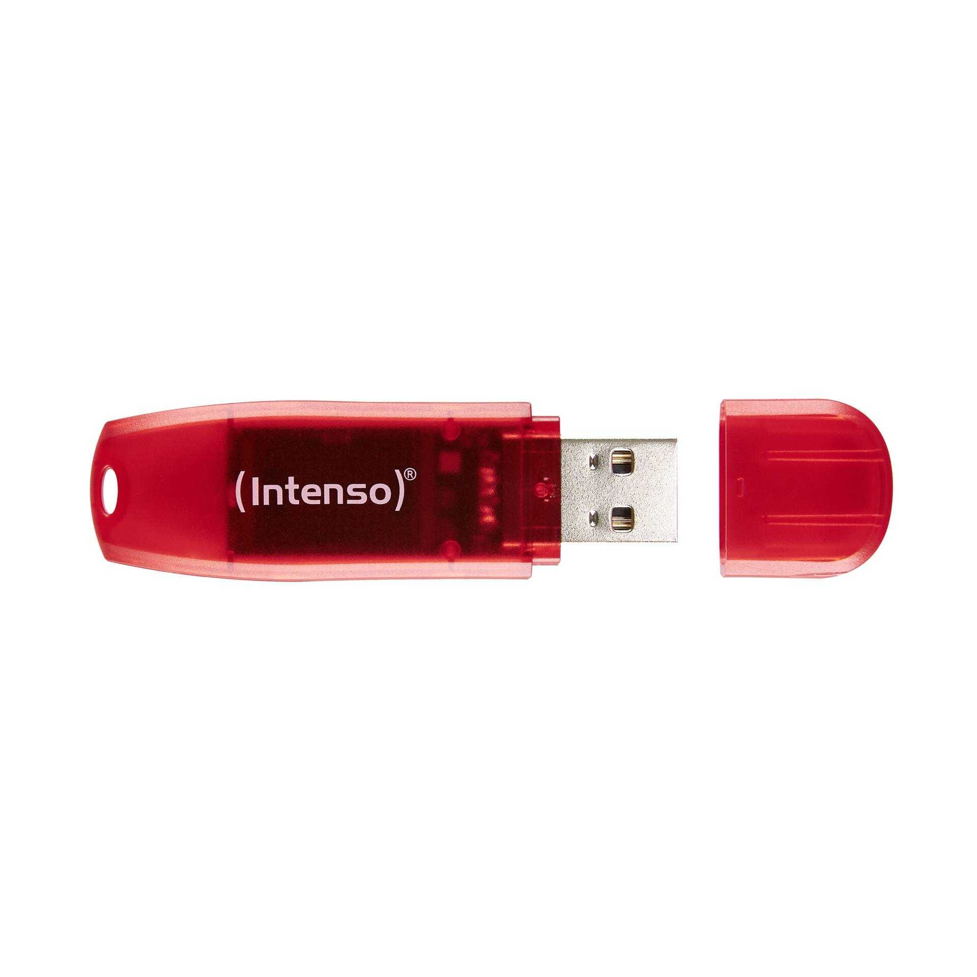 Intenso Rainbow Line - USB-Flash-Laufwerk - 128 GB - USB 2.0 - durchsichtig rot