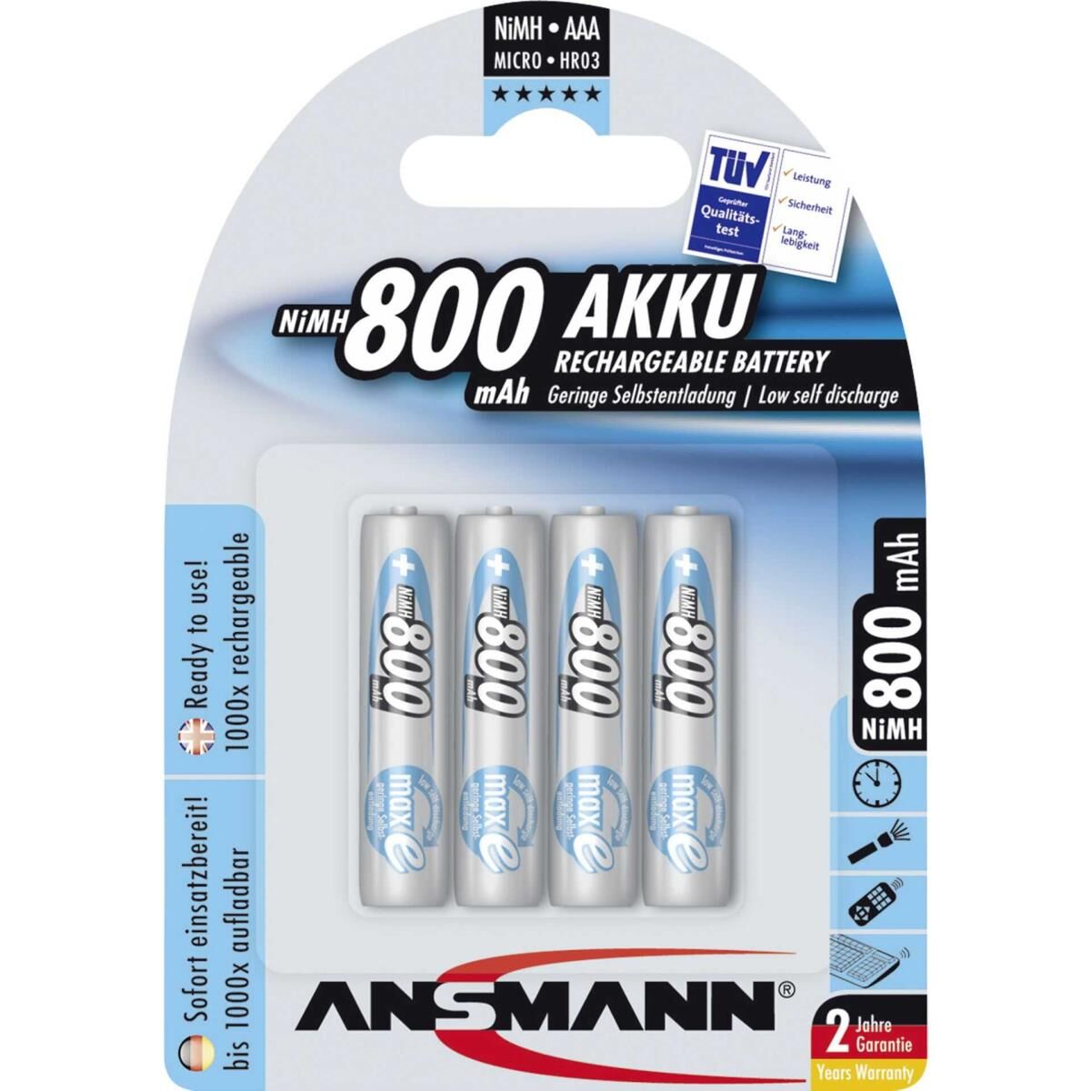 ANSMANN maxE - Batterie 4 x AAA-Typ - NiMH - (wiederaufladbar) - 800 mAh