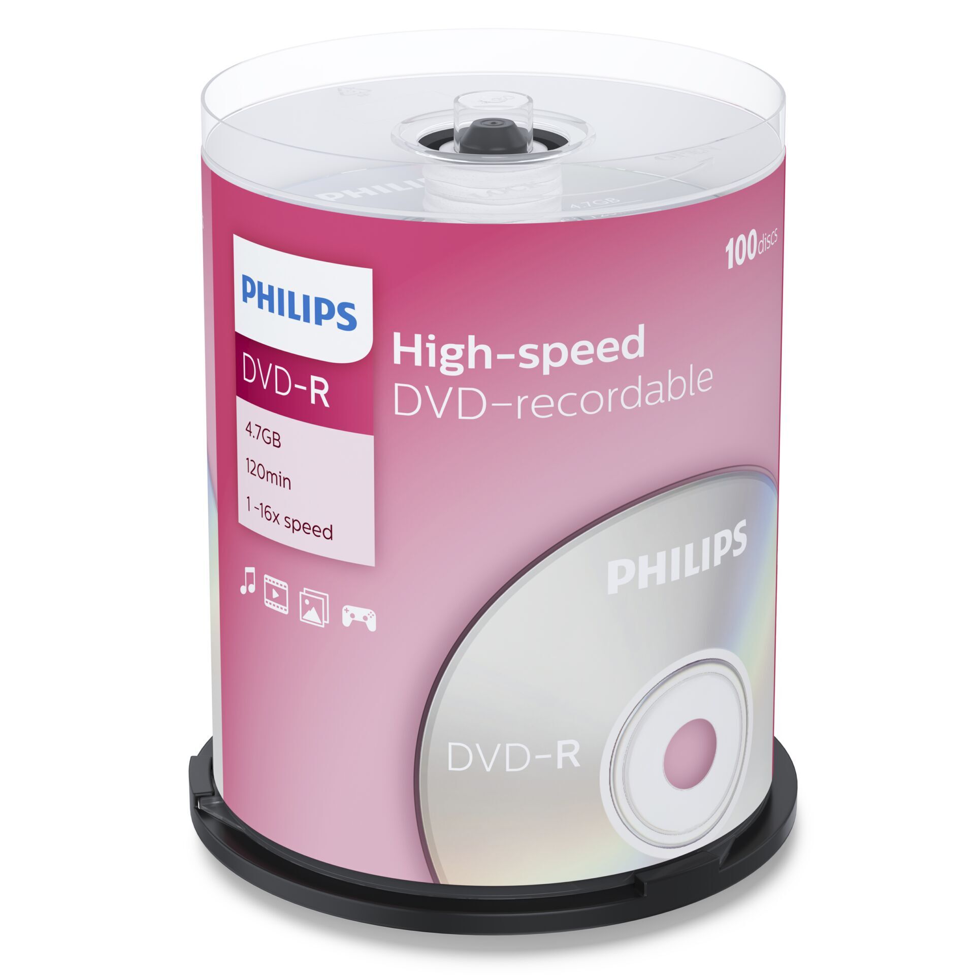 Philips DM4S6B00F - 100 x DVD-R - 4.7 GB (120 Min.) 16x - Spindel