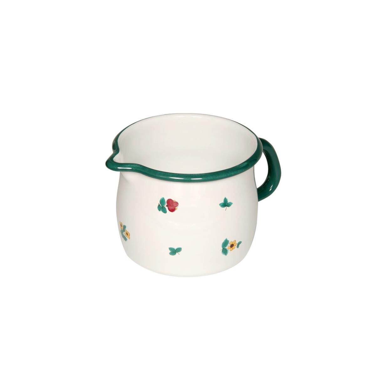 Riess Schnabeltopf gebaucht Ø12cm 1 Liter Gmundner Streublumen Emaille
