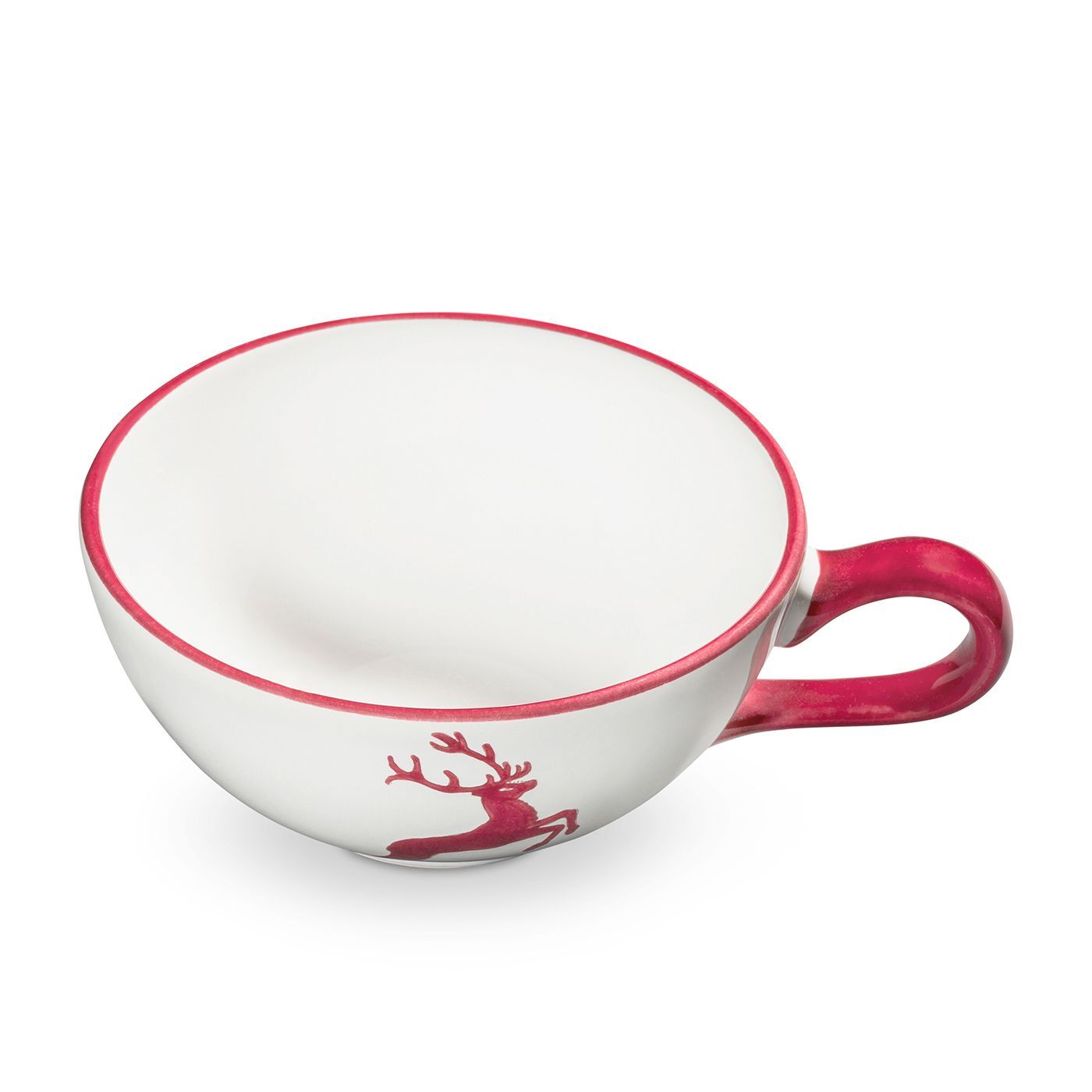 Gmundner Keramik Bordeauxr. Hirsch, Teetasse Cup 0,17 Liter