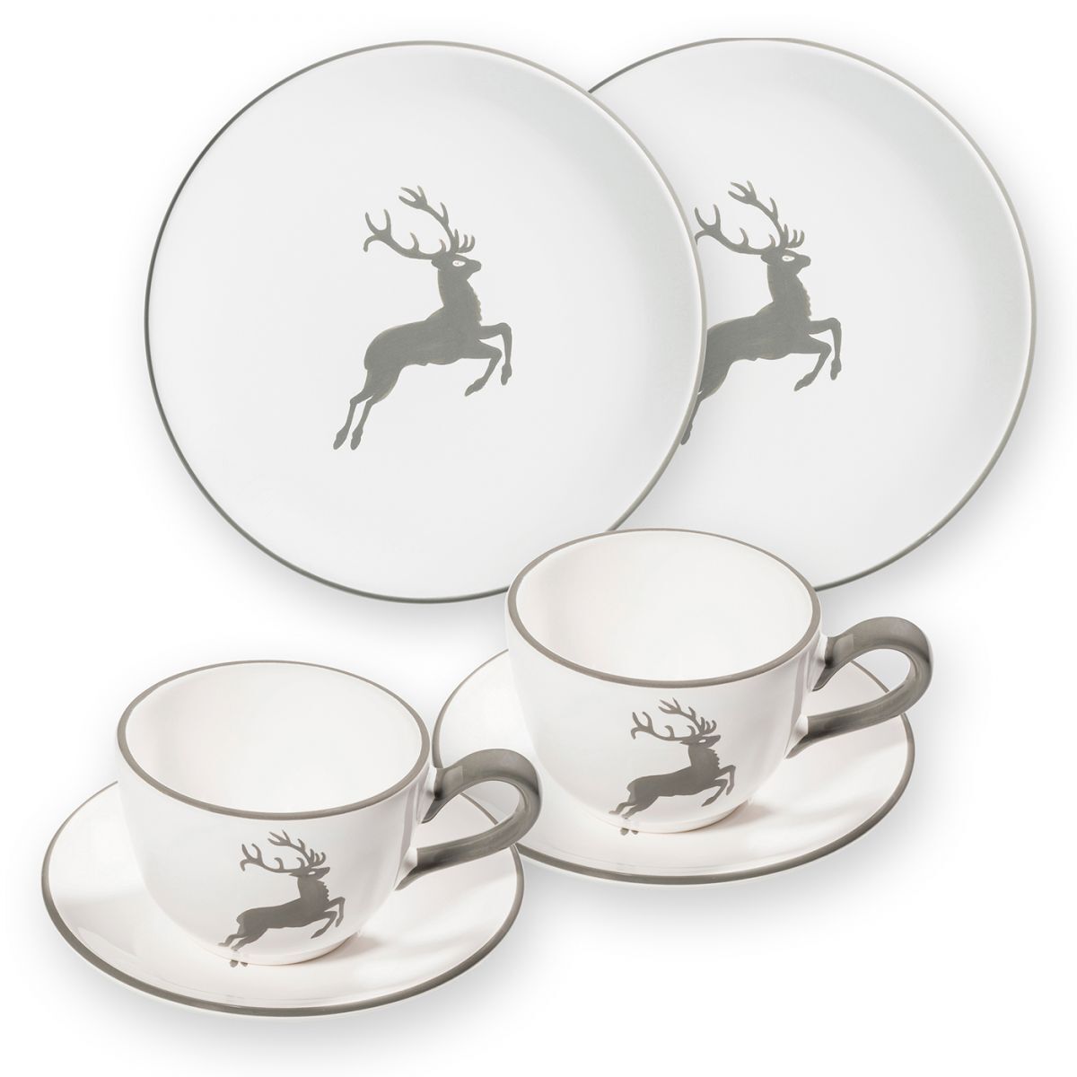 Gmundner Keramik Grauer Hirsch, Frühstück für 2 Cup