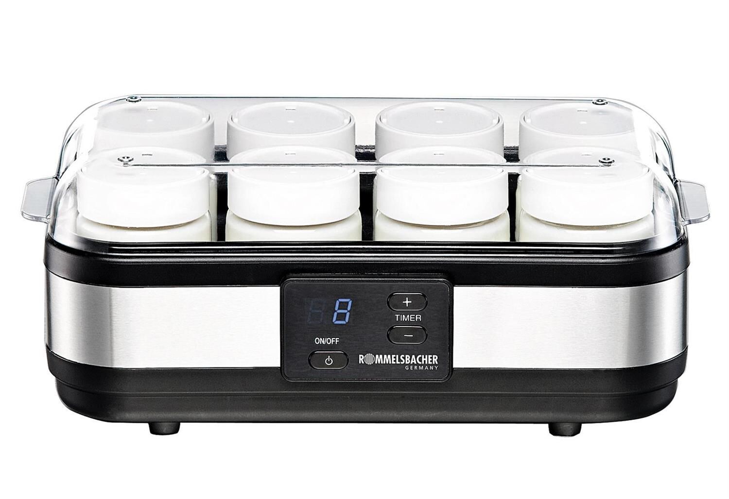 ROMMELSBACHER Joghurtbereiter JG 40 8 Gläser (à 150 ml) 40 Watt schwarz/Edelstahl