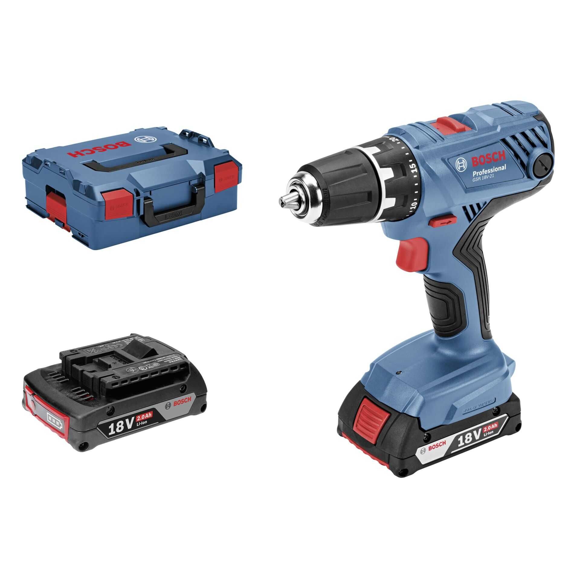 Bosch GSR 18V-21 Professional - Bohrer/Schrauber - schnurlos - 2 Geschwindigkeiten - Bohrfutterschlüssel 13 mm - 55 N·m