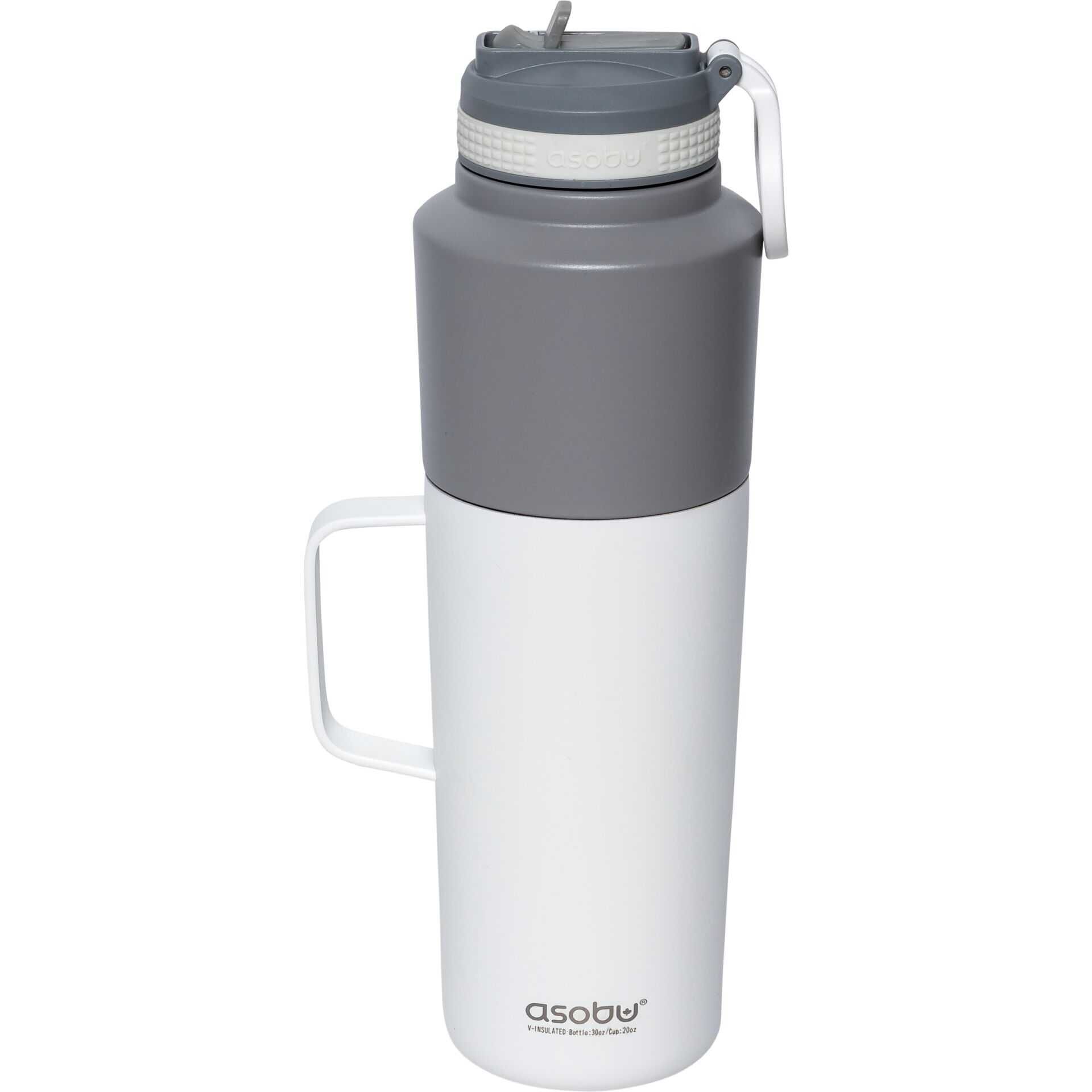 Asobu Twin Pack Bottle with Mug Weiss, 0.9 L + 0.6 L
