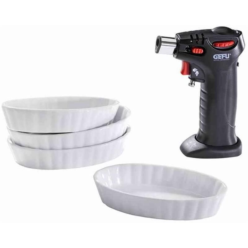 GEFU® Crème brûlée Set "Carmello" mit 6 ovalen weißen Schälchen