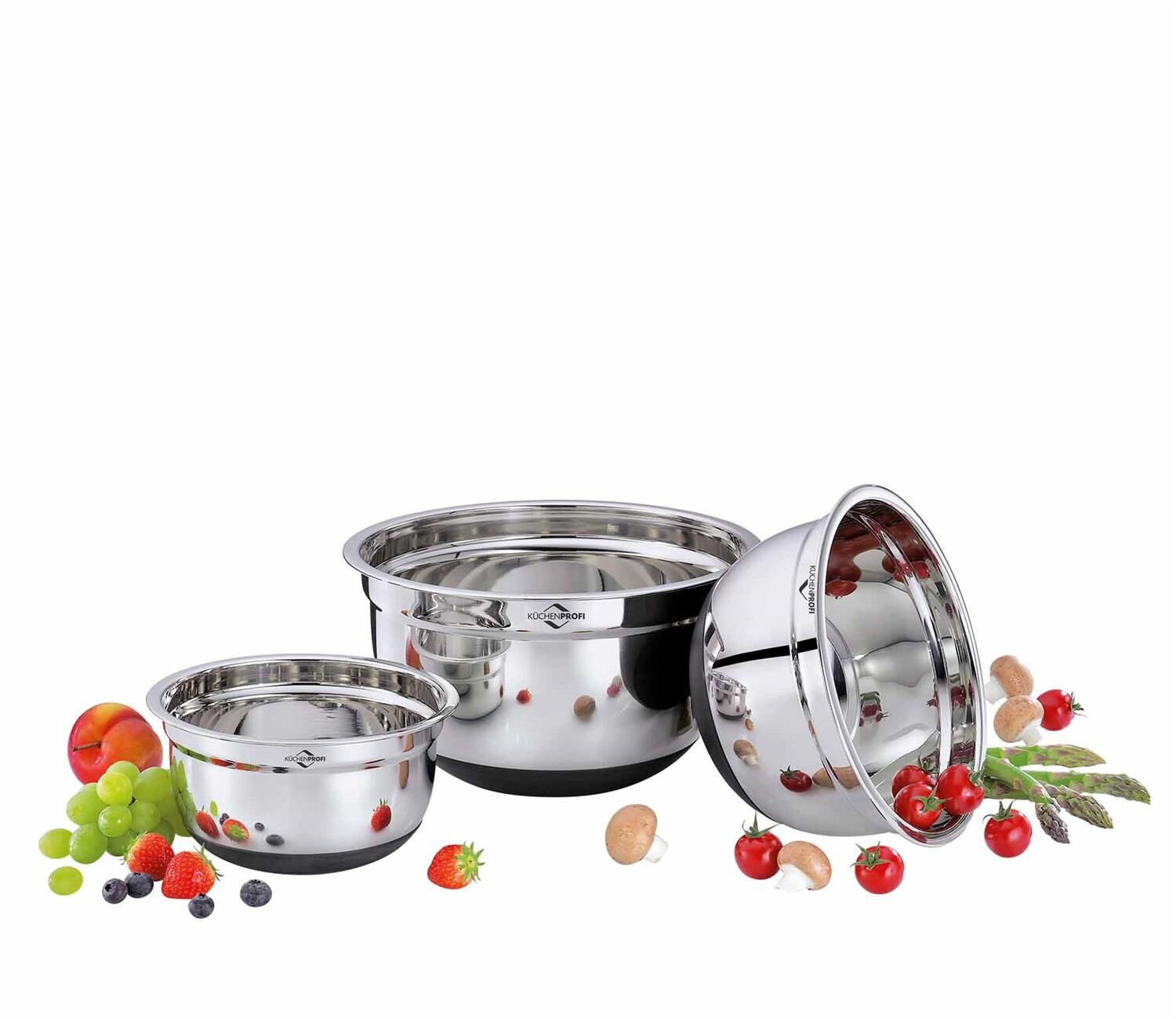 Küchenprofi Rührschüssel-Set rutschfest 3-tlg. 16 cm, 20 cm und 24 cm