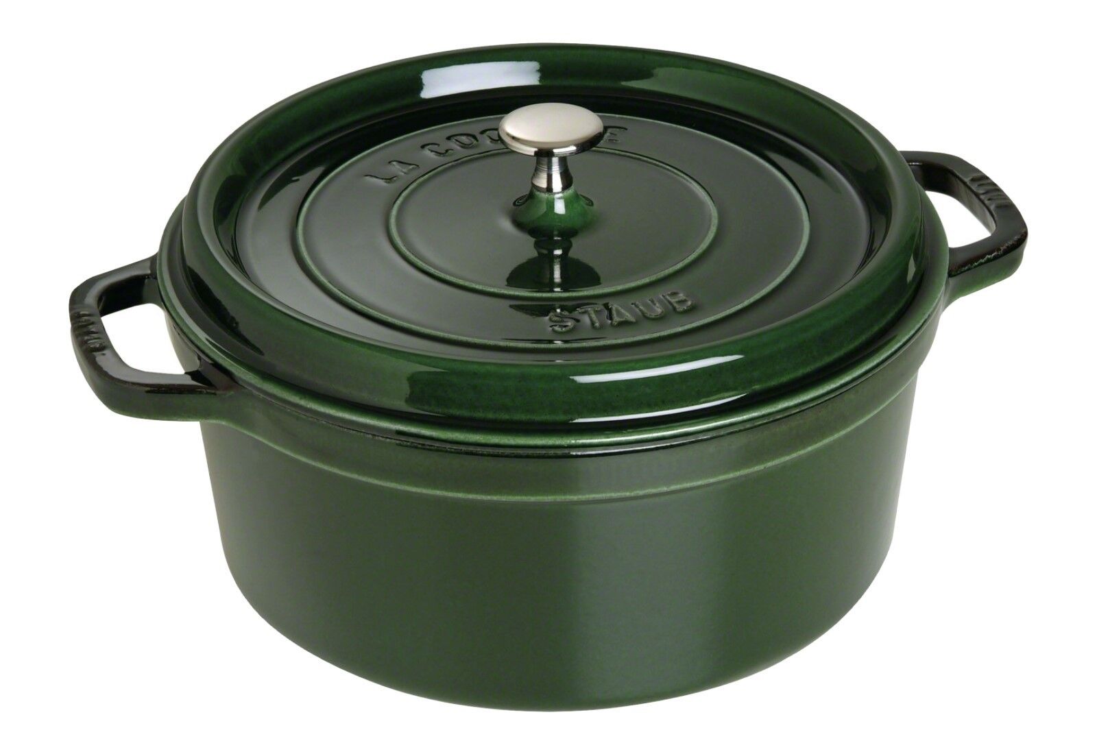 Staub Cocotte Bräter Gusseisen rund 28cm Basilikum/Grün