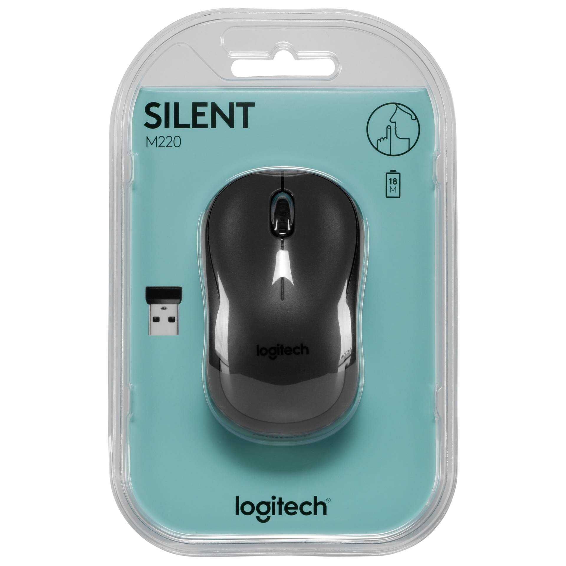 Logitech M220 Silent - Maus - optisch - 3 Tasten - kabellos - 2.4 GHz