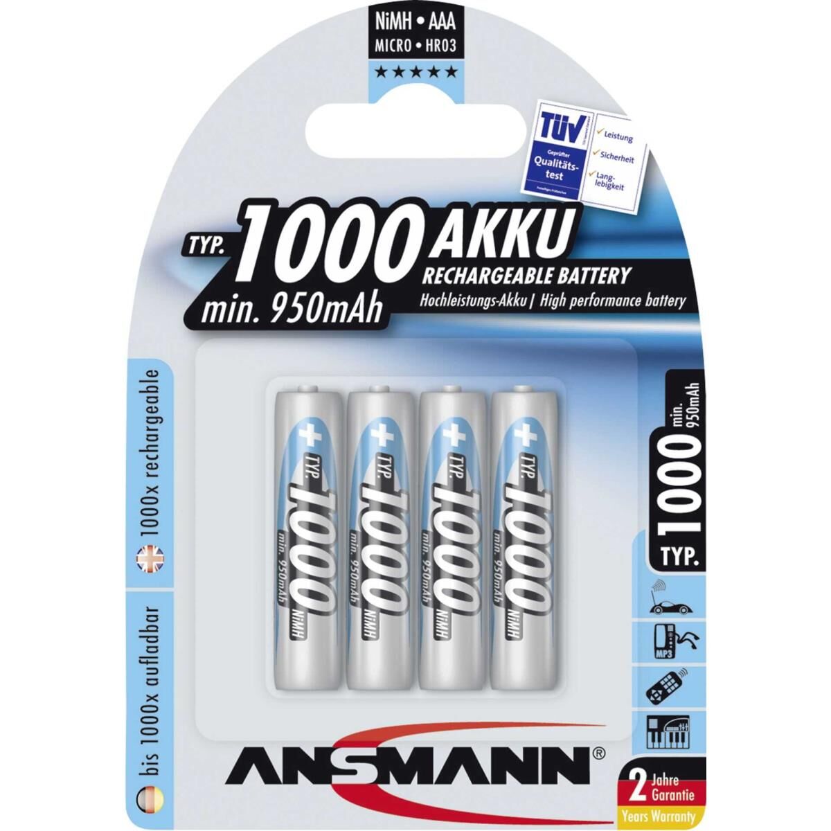 ANSMANN Energy Micro - Batterie 4 x AAA-Typ - NiMH - (wiederaufladbar) - 1000 mAh