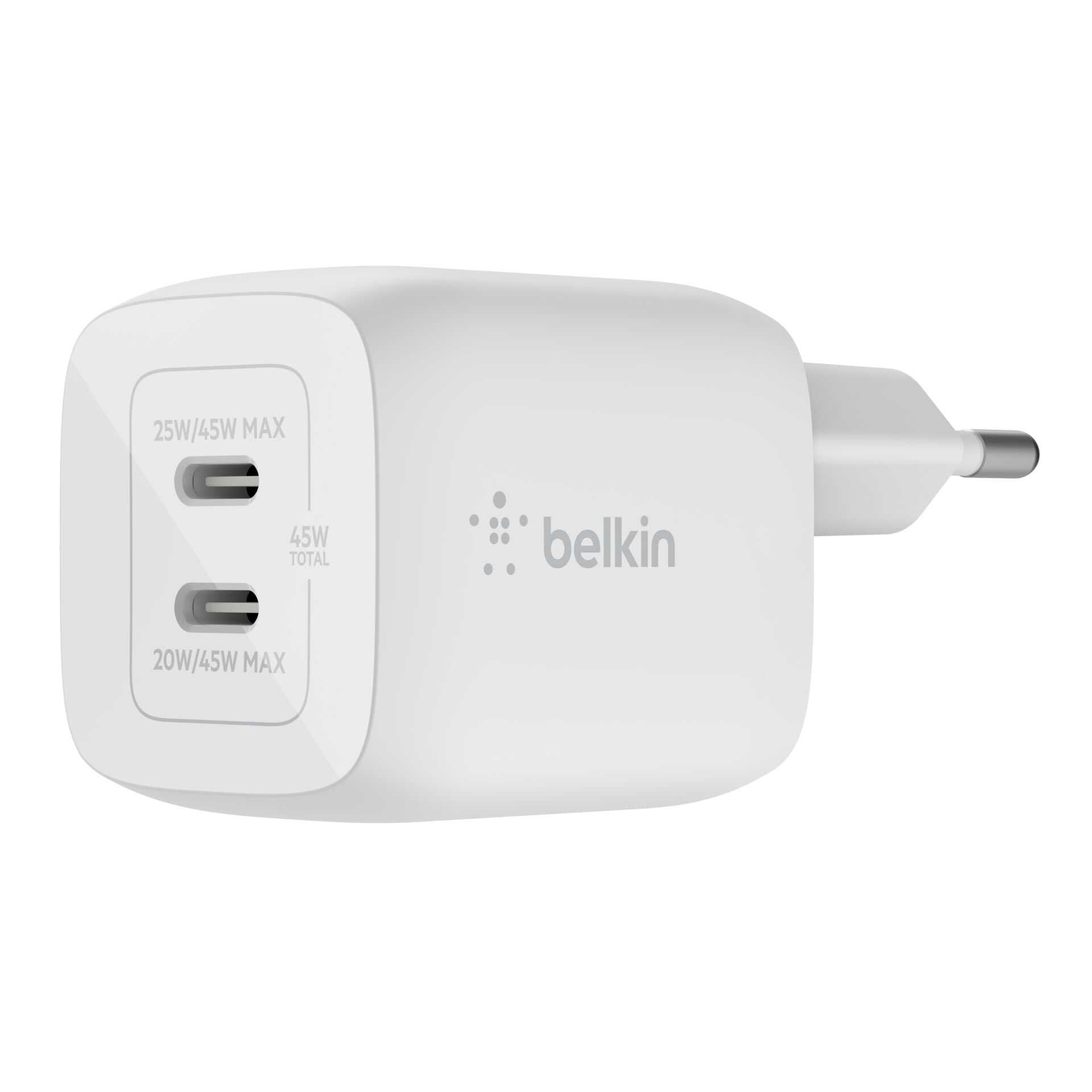 Belkin BOOST CHARGE PRO GaN - Netzteil - PPS and GaN technology - 45 Watt - Fast Charge, PD 3.0 - 2 Ausgabeanschlussstellen (2 x USB-C)
