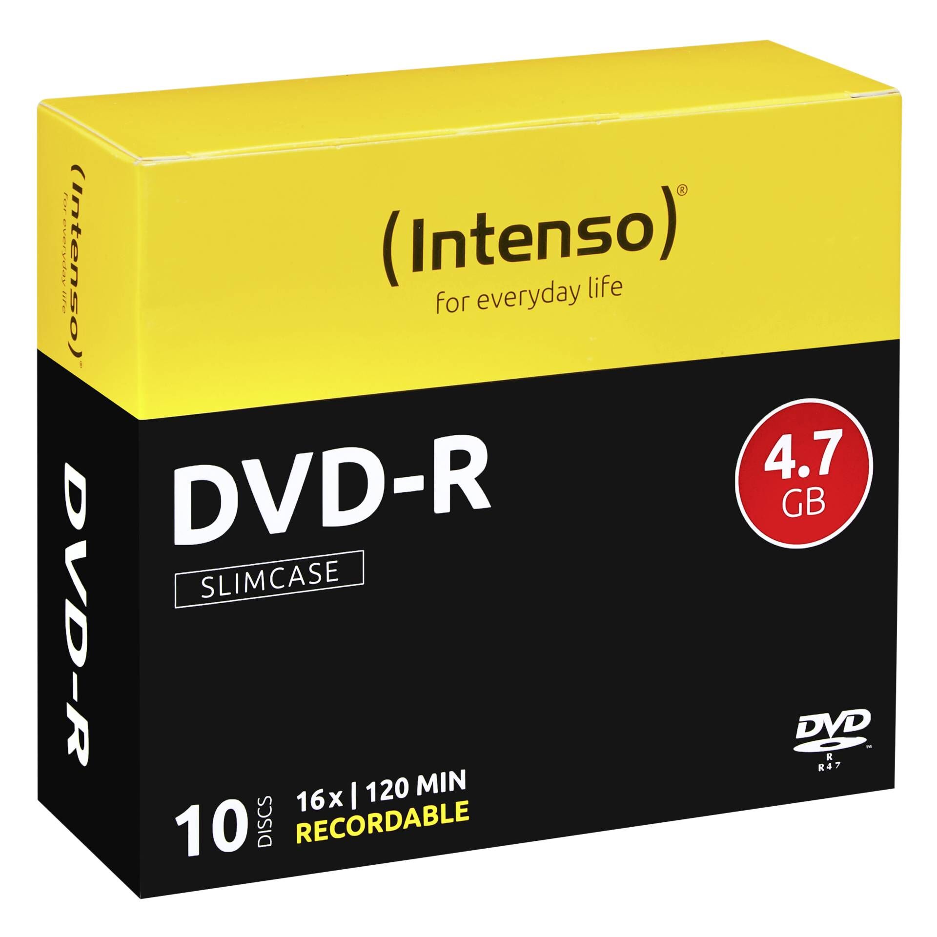 Intenso - 10 x DVD-R - 4.7 GB (120 Min.) 16x - Slim Jewel Case