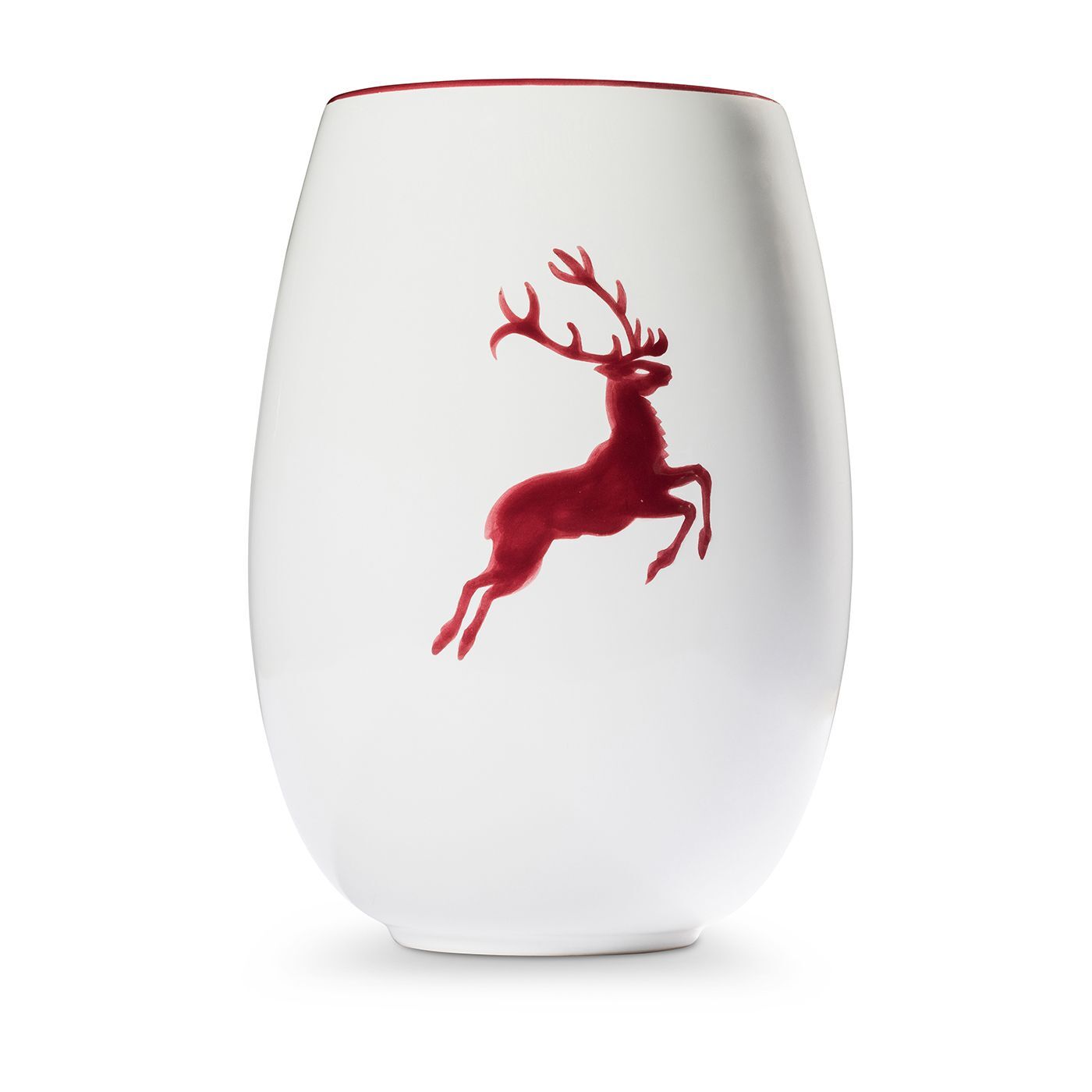 Gmundner Keramik Bordeauxroter Hirsch, Vase 21cm
