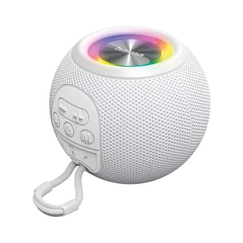 Hama Ball Shape Speaker weiß Bluetooth-Speaker m. 5 Licht-Modi