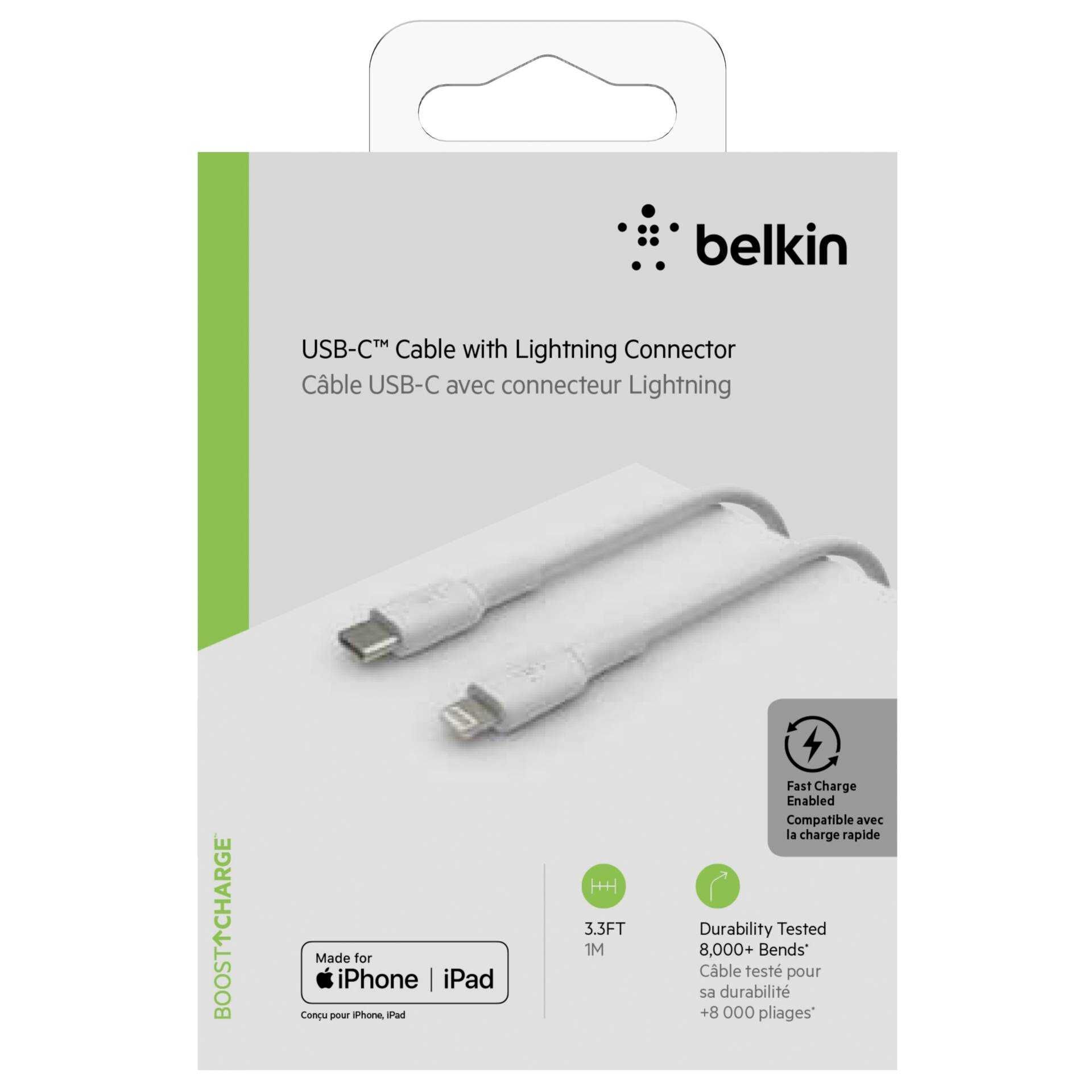 Belkin BOOST CHARGE - Lightning-Kabel - USB-C (M) bis Lightning (M) - 1 m - weiß - USB-Stromversorgung (18 W)