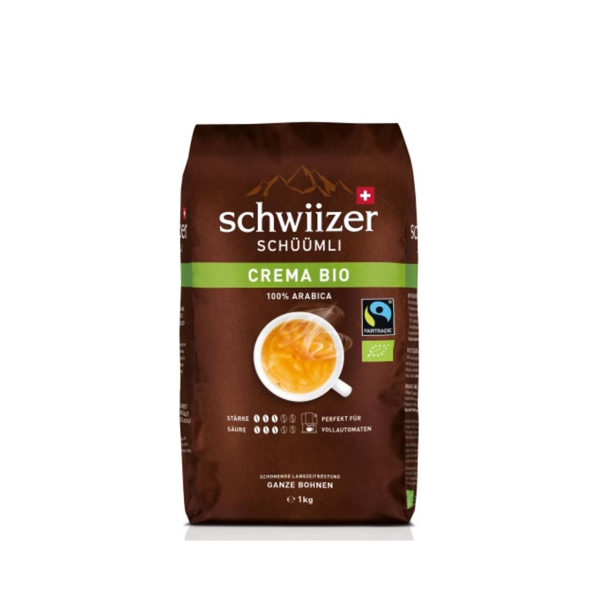 SCHWIIZER SCHÜÜMLI Bohnenkaffee Schwiizer Crema Bio 1kg SCHWIIZER CREMA BIO