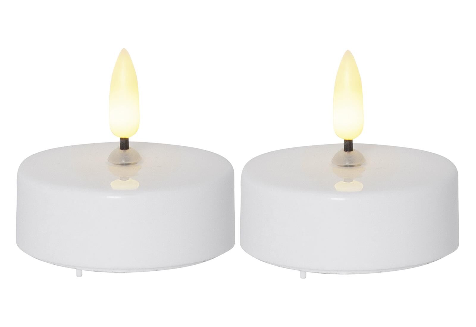 BEST SEASON LED Maxi Teelicht Flamme 2Stück weiß