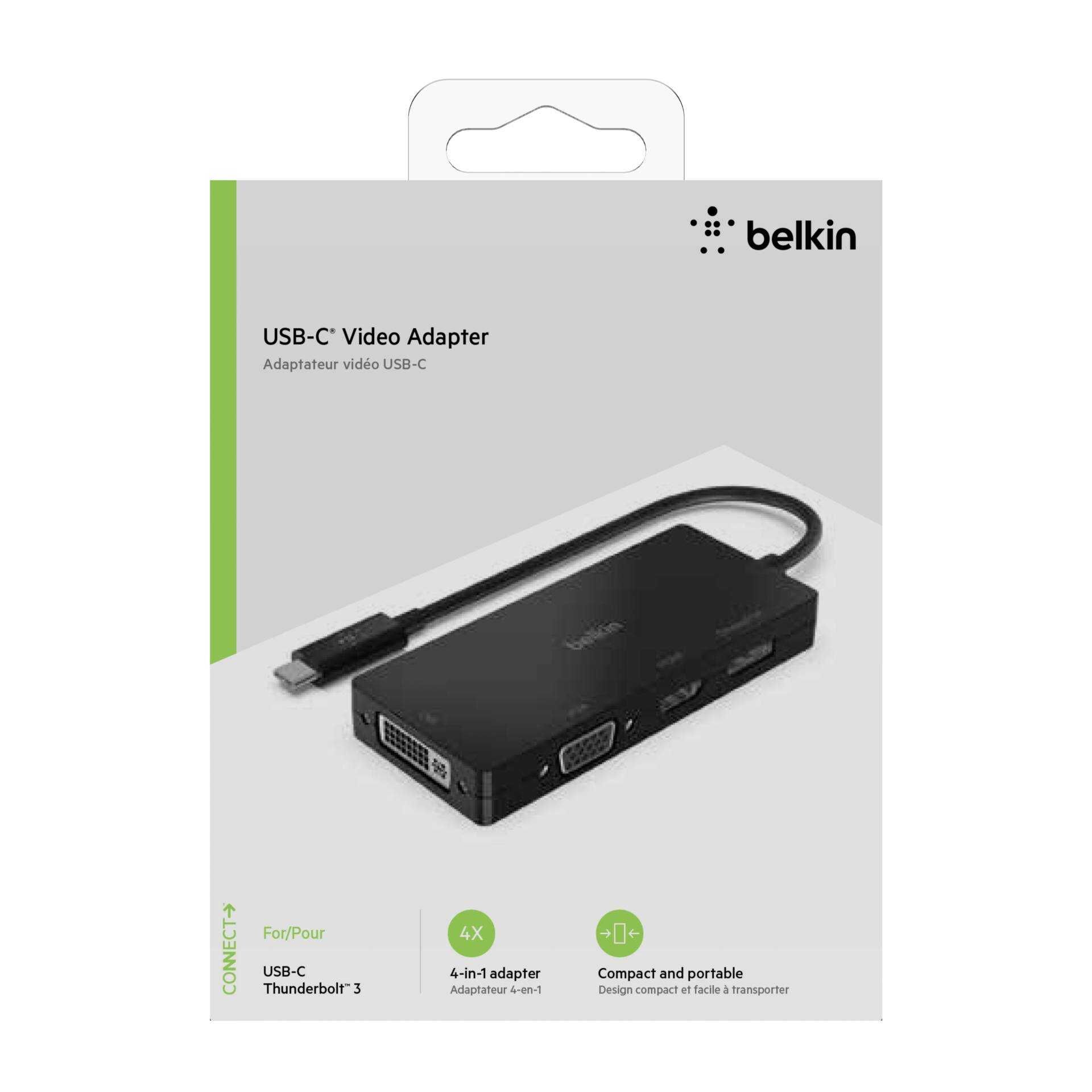 Belkin - Videoadapter - USB-C (M) bis HD-15 (VGA), DVI-I, HDMI, DisplayPort (W) - 4K Unterstützung - Schwarz