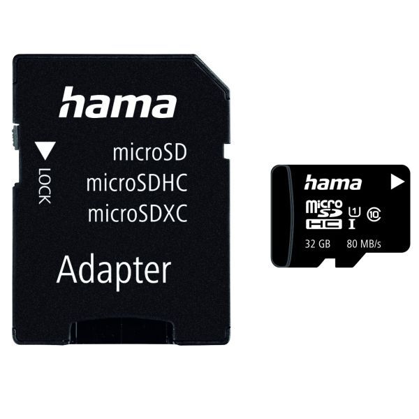 HAMA microSDHC 32GB Class 10 UHS-I 80MB/s + Adapter/Mobile