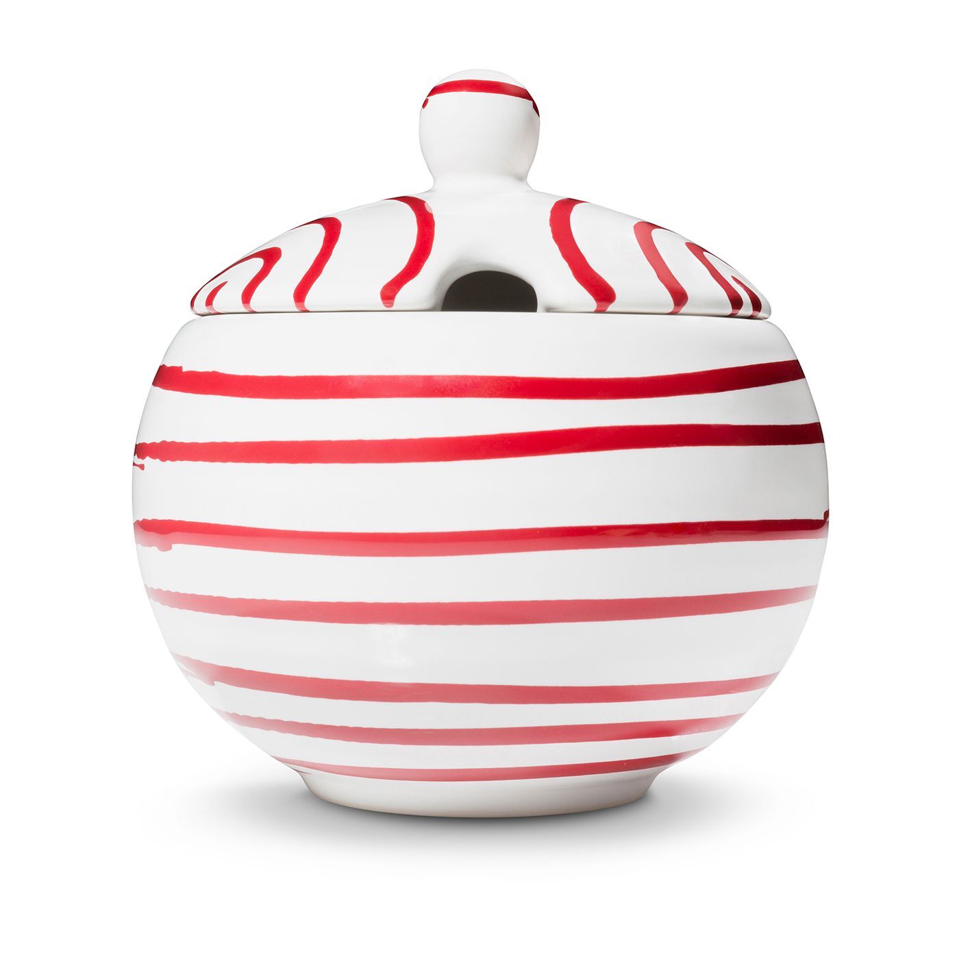 Gmundner Keramik Rotgeflammt  Zuckerdose mit Ausschnitt (Ø 10cm)