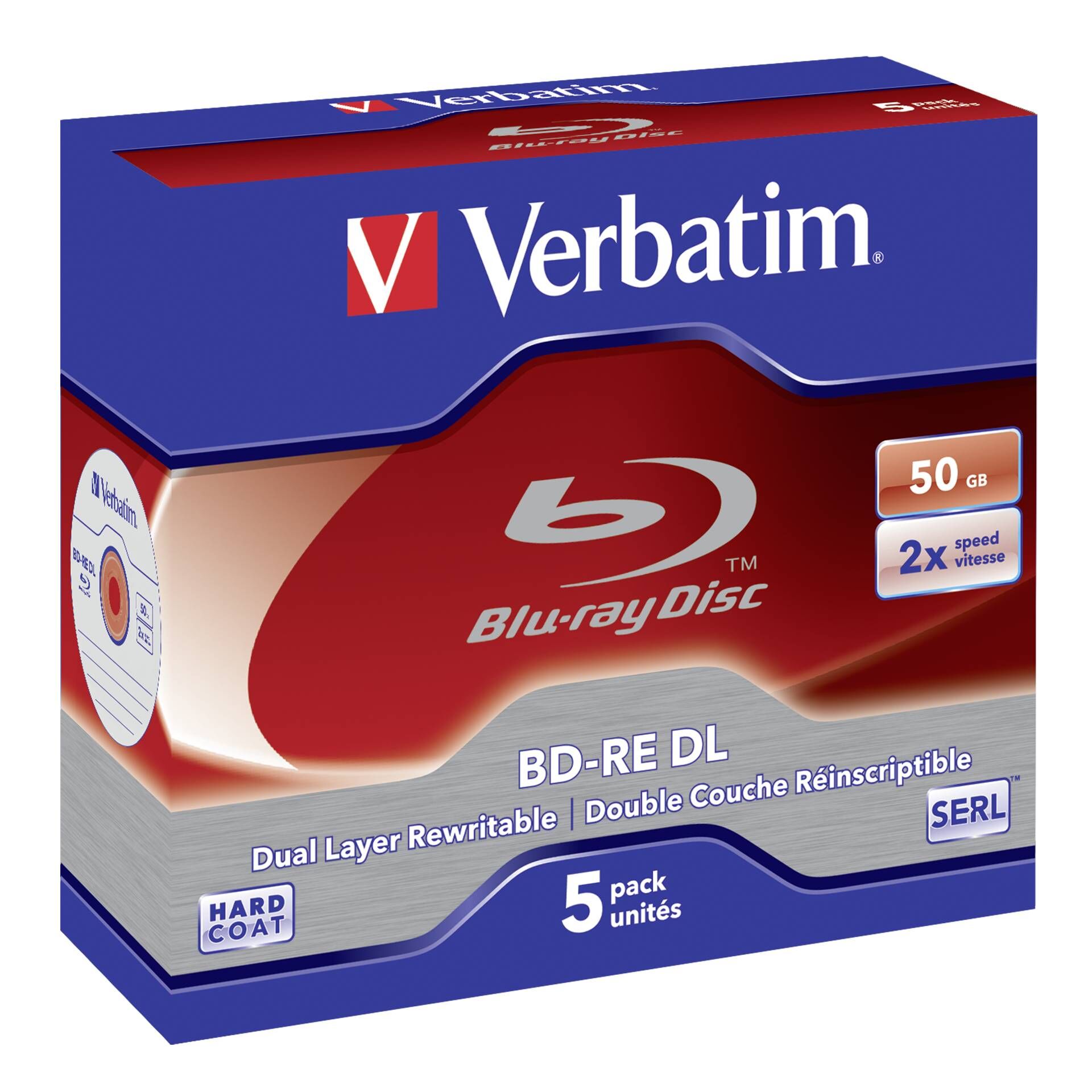 Verbatim - 5 x BD-RE DL - 50 GB 2x - Jewel Case (Schachtel)