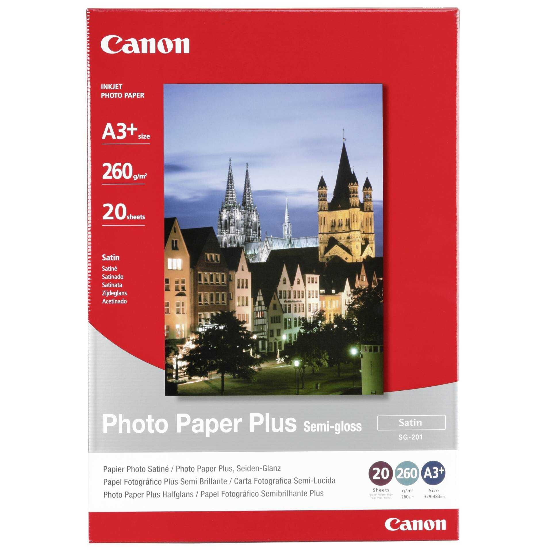Canon Photo Paper Plus SG-201 - Halbglänzend - A3 plus (329 x 423 mm) - 260 g/m² - 20 Blatt Fotopapier - für i9950; PIXMA iX4000, iX5000, iX7000, PRO-1, PRO-10, PRO-100, Pro9000